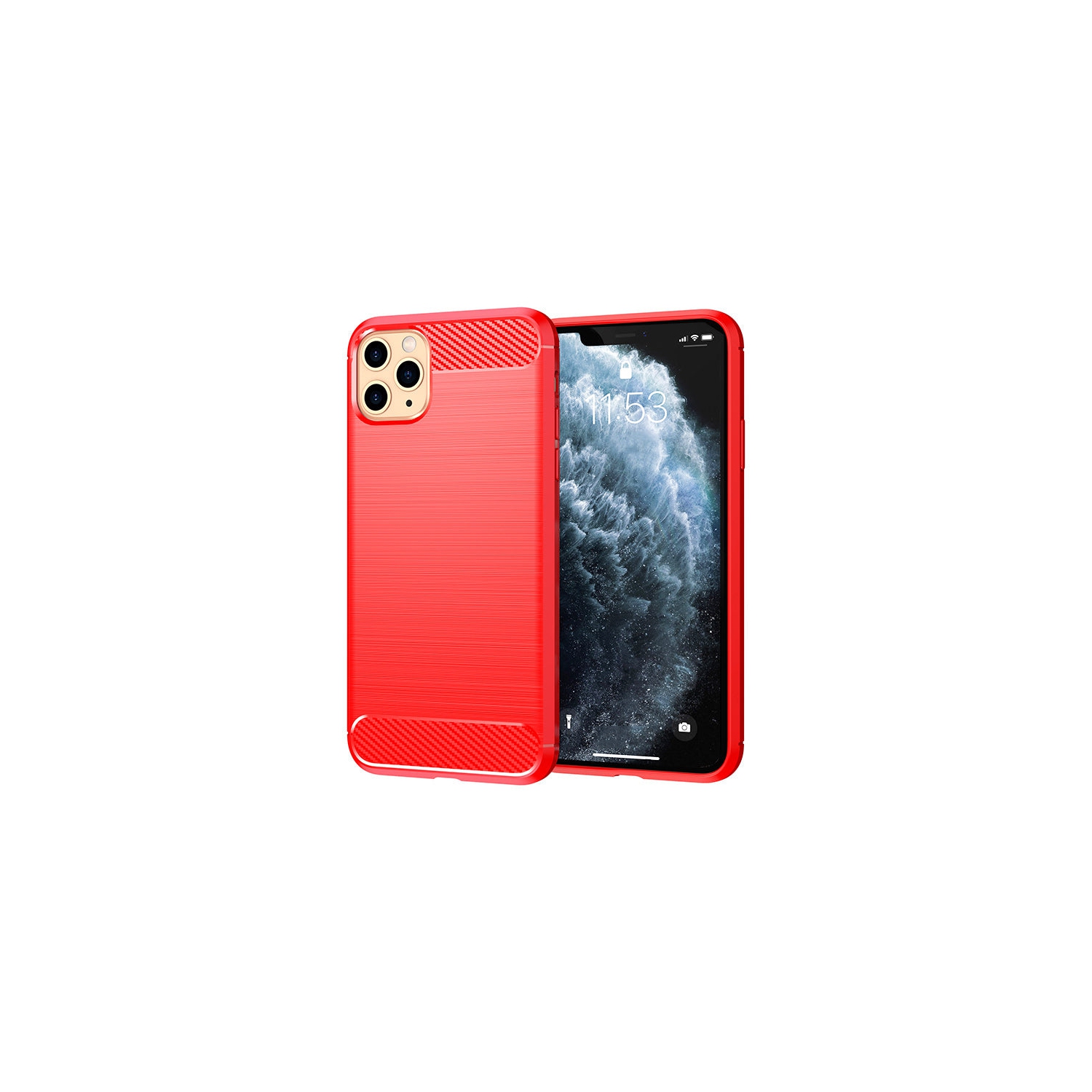 PANDACO Red Brushed Metal Case for iPhone 11 Pro