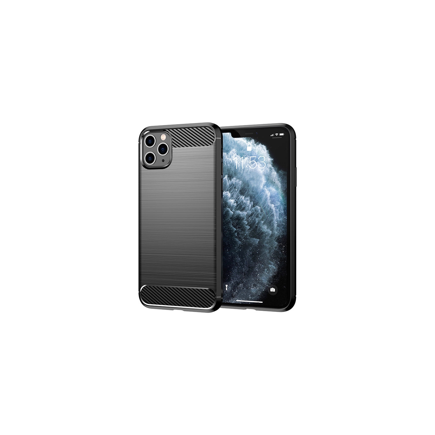 PANDACO – Étui en métal brossé noir pour iPhone 11 Pro