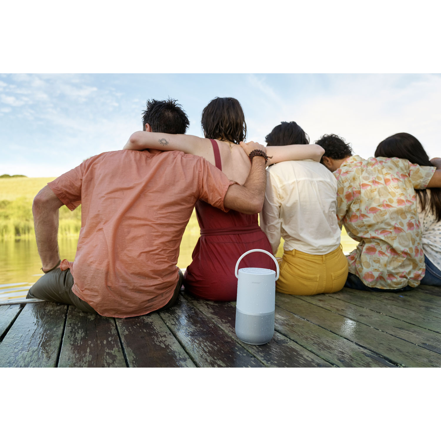 Haut-parleur intelligent portatif sans fil Bluetooth résistant aux éclaboussures de Bose - Argenté luxueux