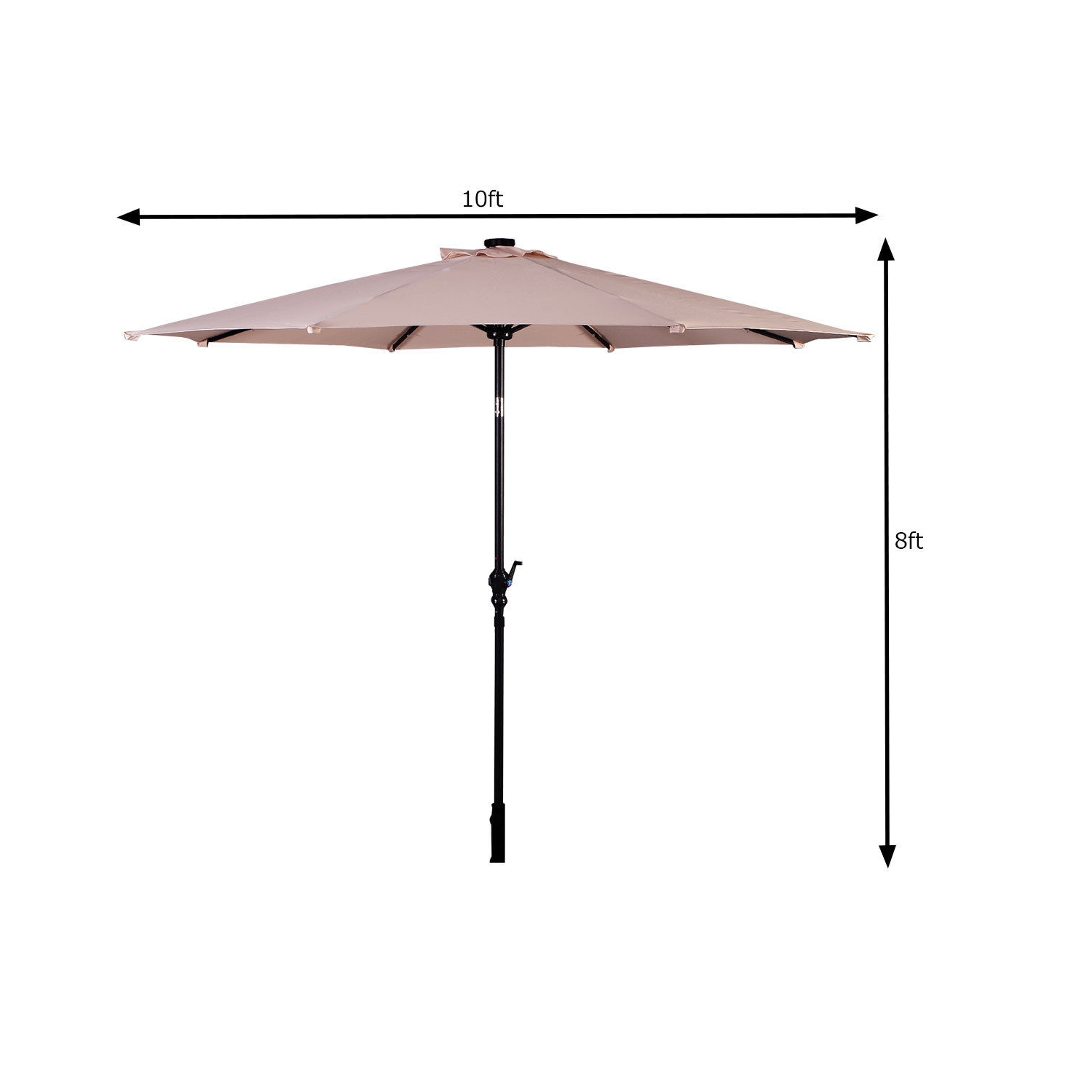 10ft Patio Solar Umbrella LED Patio Market Steel Tilt w/ Crank Outdoor