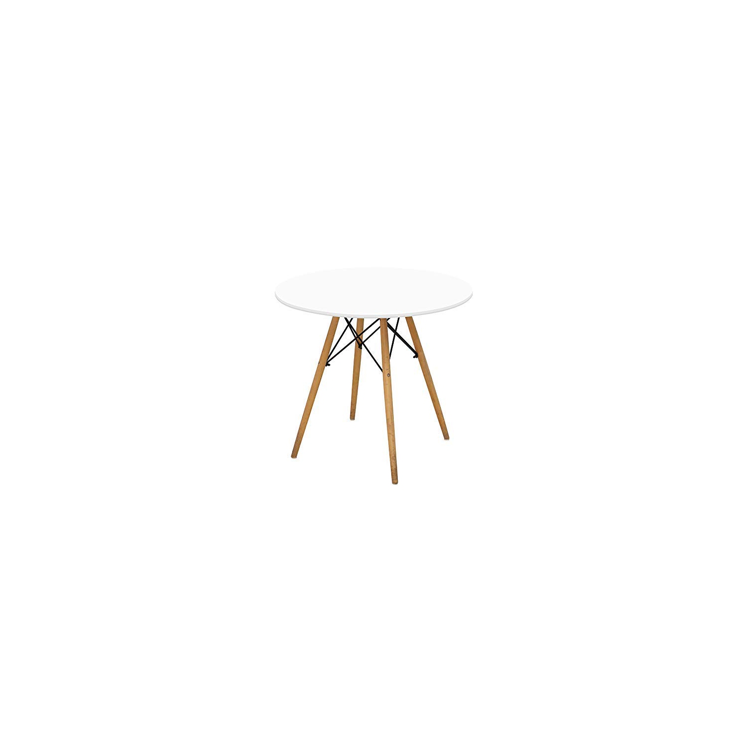Nicer Furniture Round MDF Dining Table Side Table Coffee Table Round White with Natural Wooden Eiffel Legs - 40 inch Tabletop