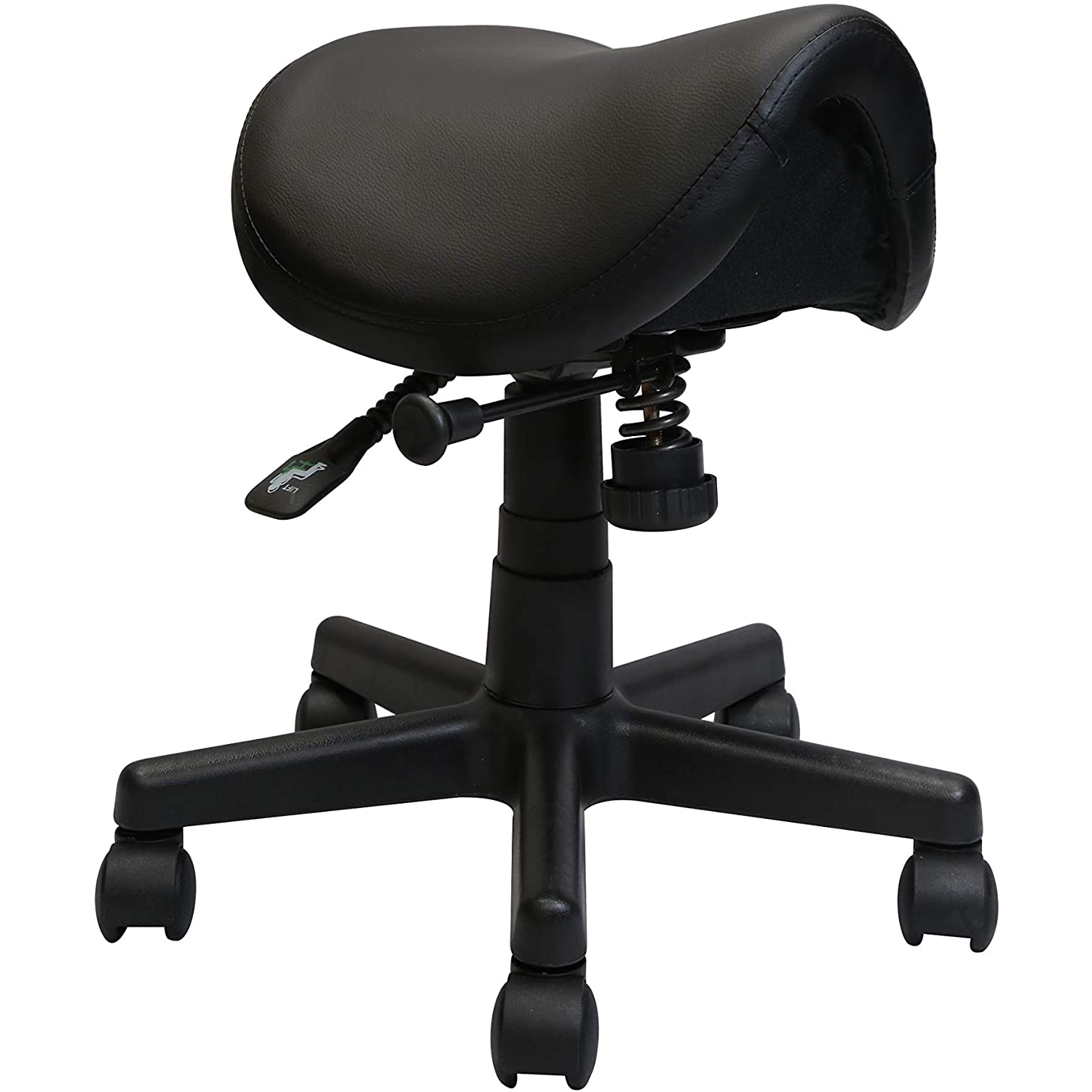 Nicer Furniture Adjustable Saddle Stool Swivel Salon Stool Massage Stool Dental Chair Black PU Leather