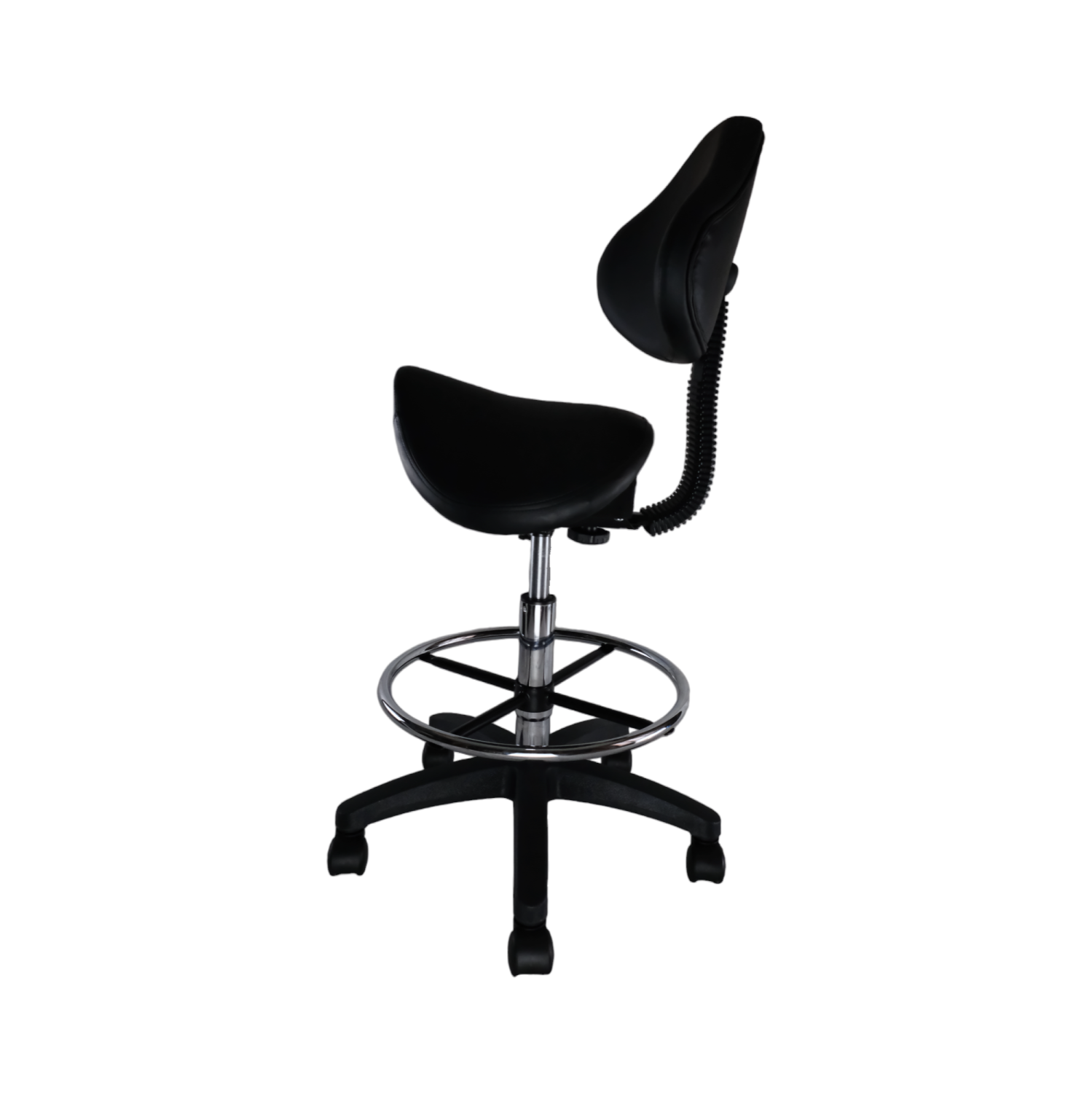 Nicer Furniture Adjustable Saddle Stool Swivel Salon Massage Dental Chair Black PU Leather with Backrest