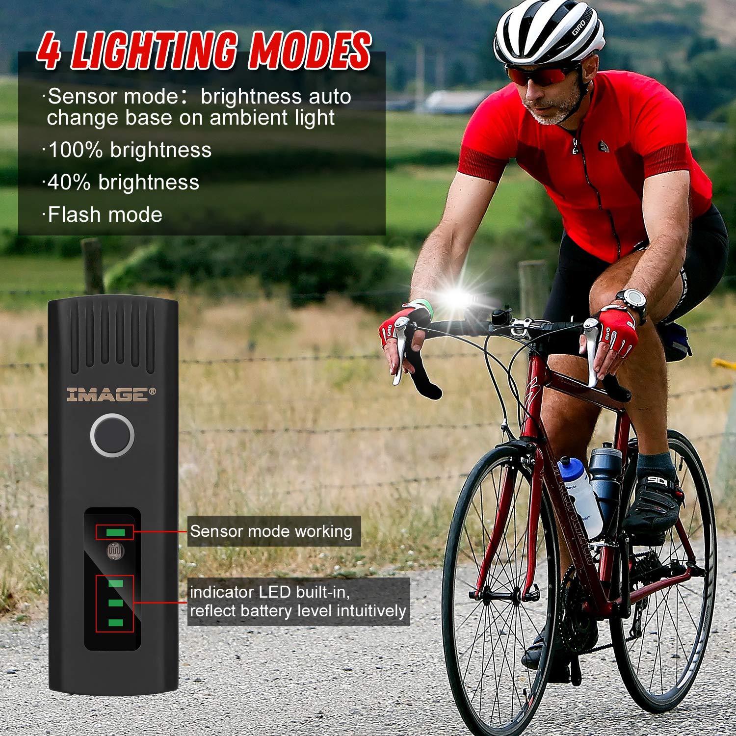 | 2 USB Cables Zapa Rechargeable LED Bike Light Set Headlight + Taillight 350lm Water Resistant Includes Front and Rear Bicycle Lights 4 Light Modes IPX4 Amazing Gift