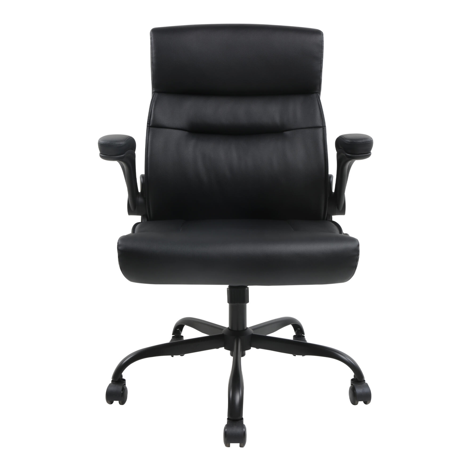 Fauteuil de bureau en cuir reconstitué, fauteuil de bureau ergonomique avec accoudoirs rabattables, noir