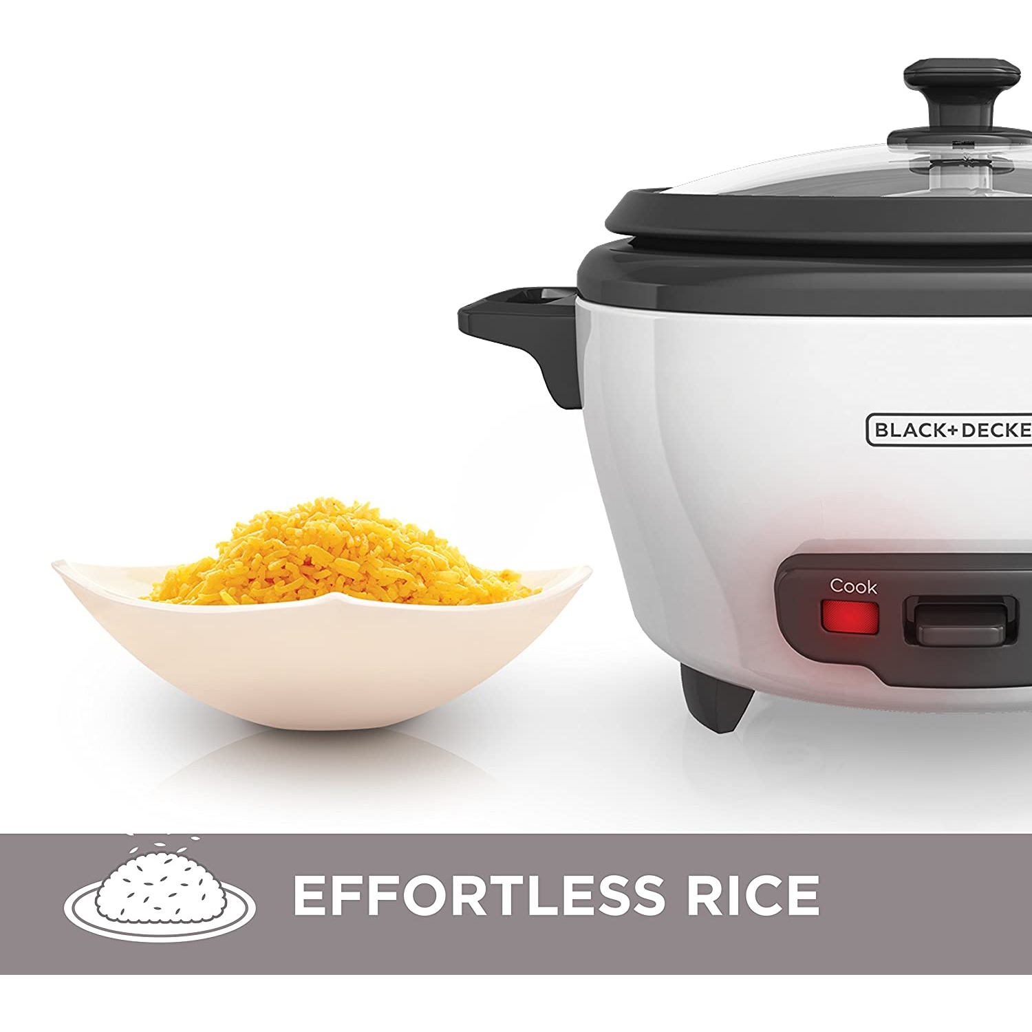 Black + Decker - Rice Cooker/Steamer, 6 Cup Capacity, Nonstick Bowl, White