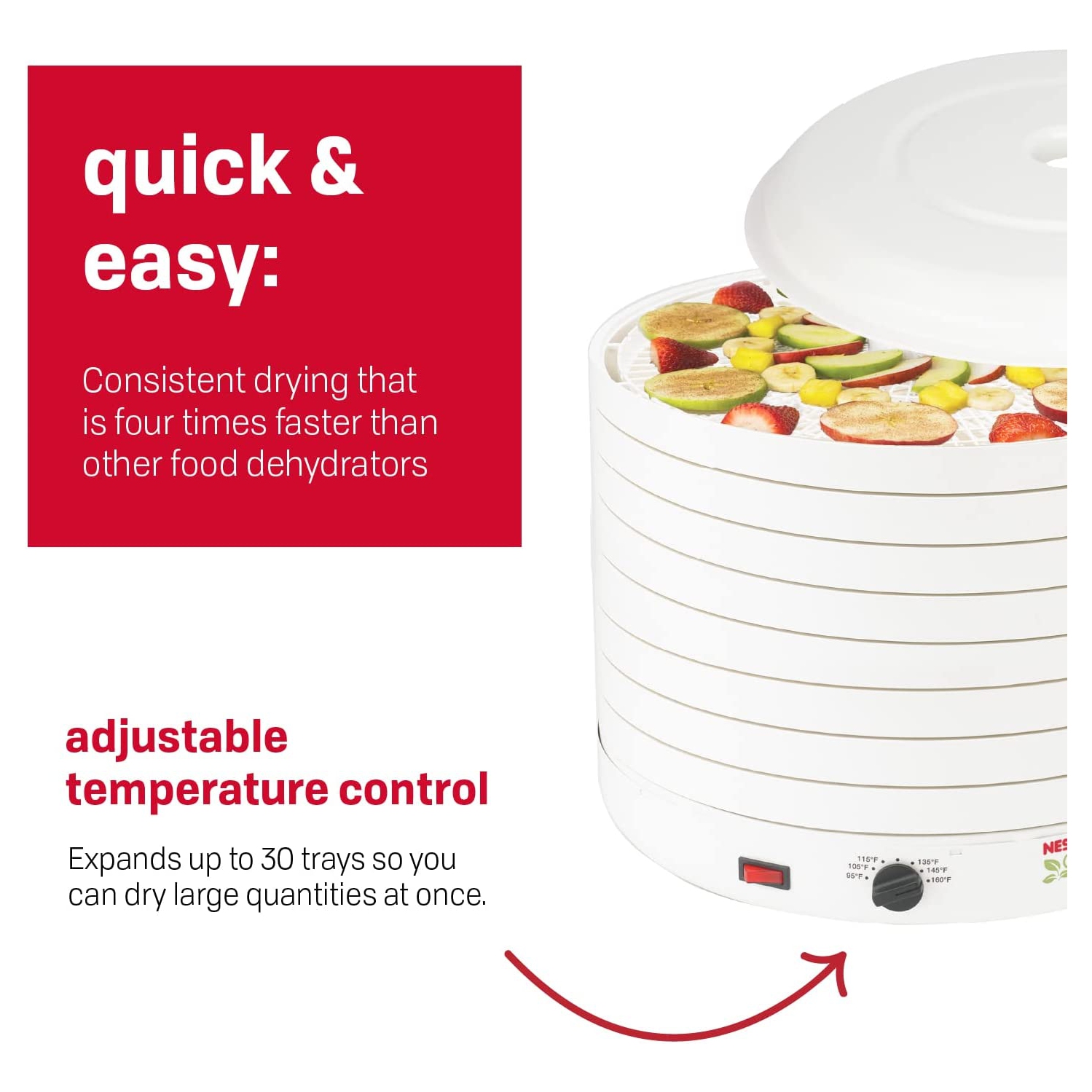 Nesco American 8 Tray Gardenmaster Pro Food Harvet Déshydrateur pour Jerky et Snacks - Blanc