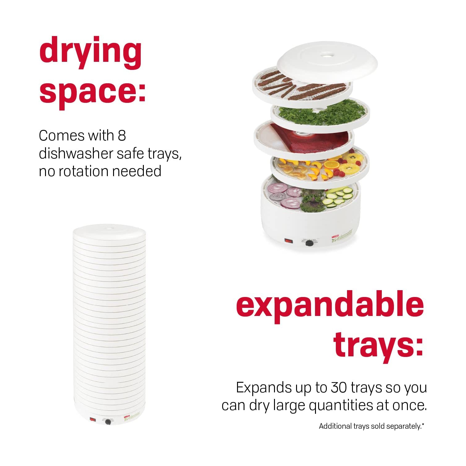 Nesco American 8 Tray Gardenmaster Pro Food Harvet Déshydrateur pour Jerky et Snacks - Blanc