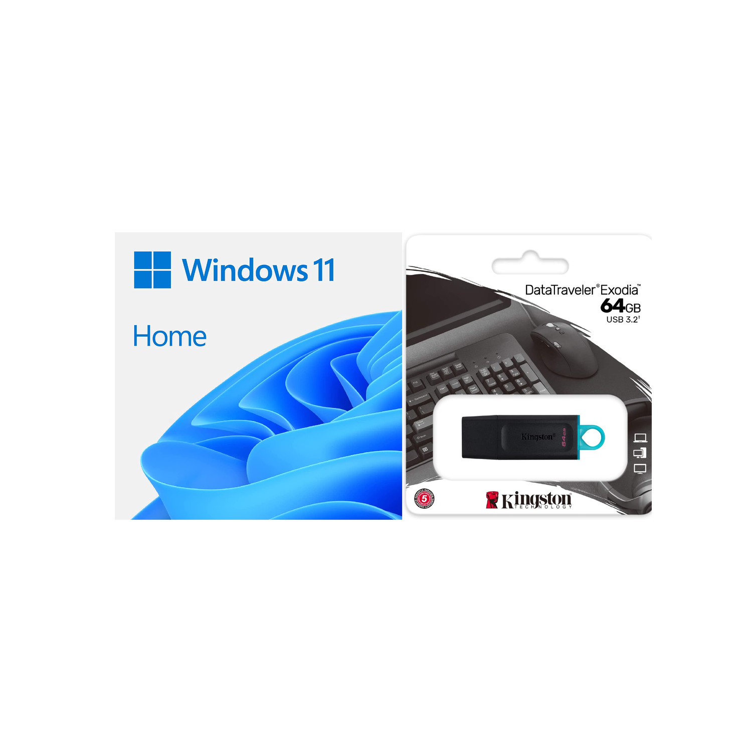 Microsoft Windows 11 Home 64-Bit 1-Pack English DSP OEI DVD (Media Download Available) w/ Kingston 64GB USB 3.0 Drive