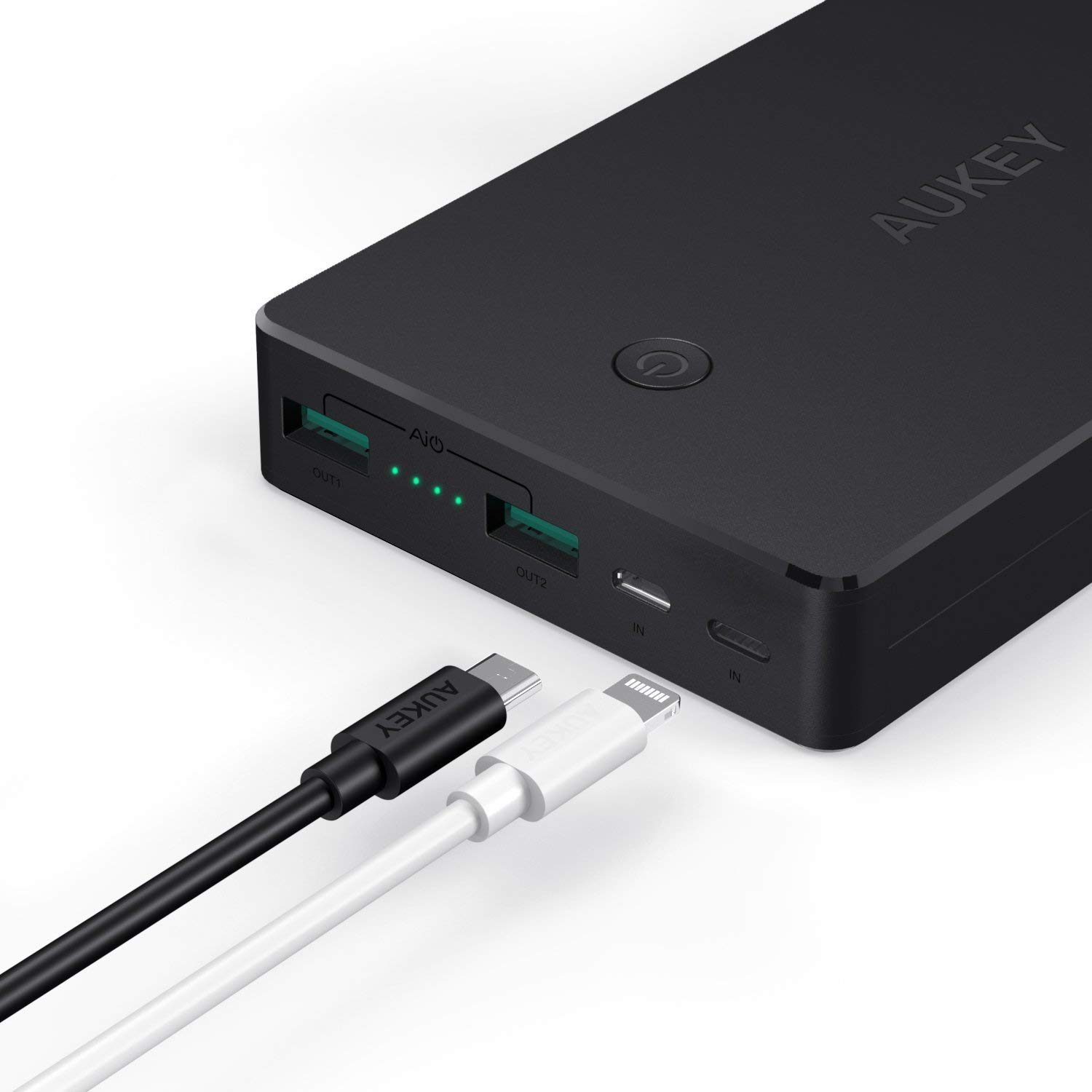 AUKEY 20000mAh Power Bank with Lightning & Micro Input Portable Charger, 3.4A Dual-USB Output Battery Pack