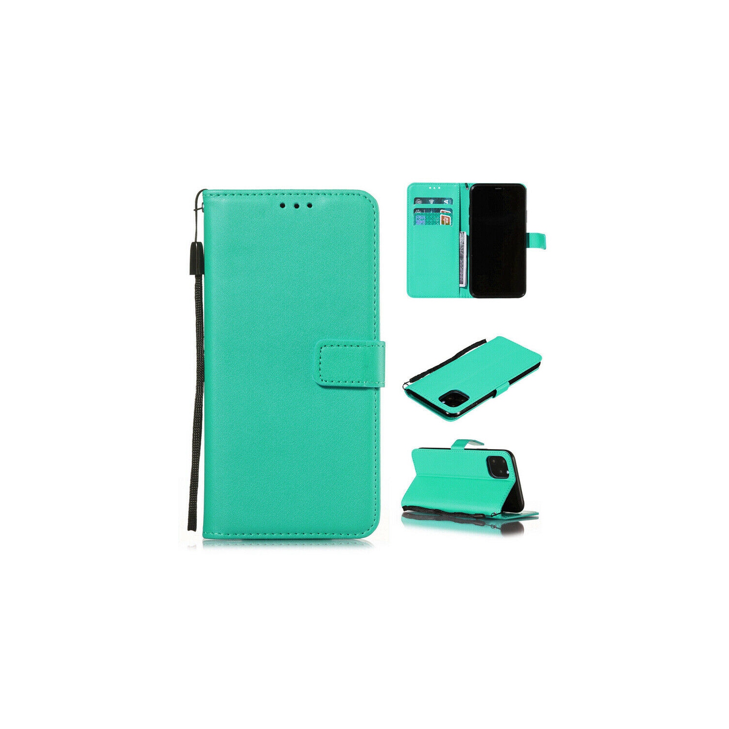 [CS] iPhone 11 Pro Case, Magnetic Leather Folio Wallet Flip Case Cover with Card Slot, Teal