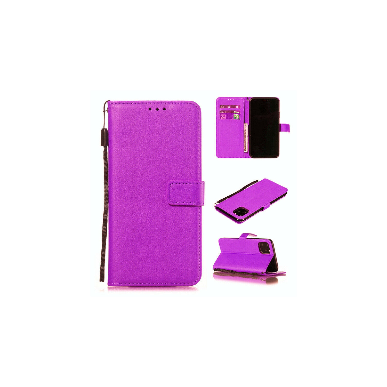 [CS] iPhone 11 Pro Case, Magnetic Leather Folio Wallet Flip Case Cover with Card Slot, Purple