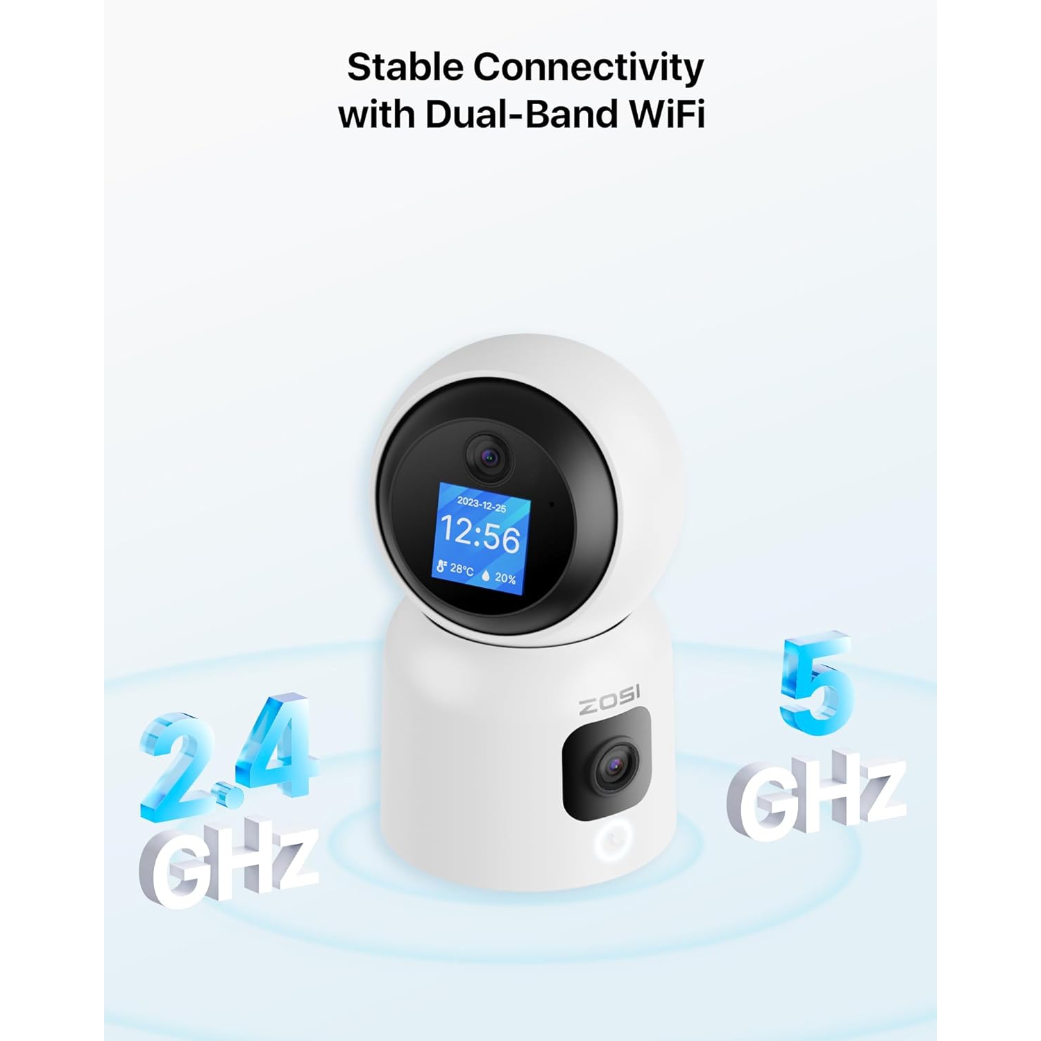 ZOSSI – caméra IP semi-sans fil de sécurité résidentielle 3MP Wi-Fi caméra de surveillance extérieure avec projecteur, audio à 2 voies, détection