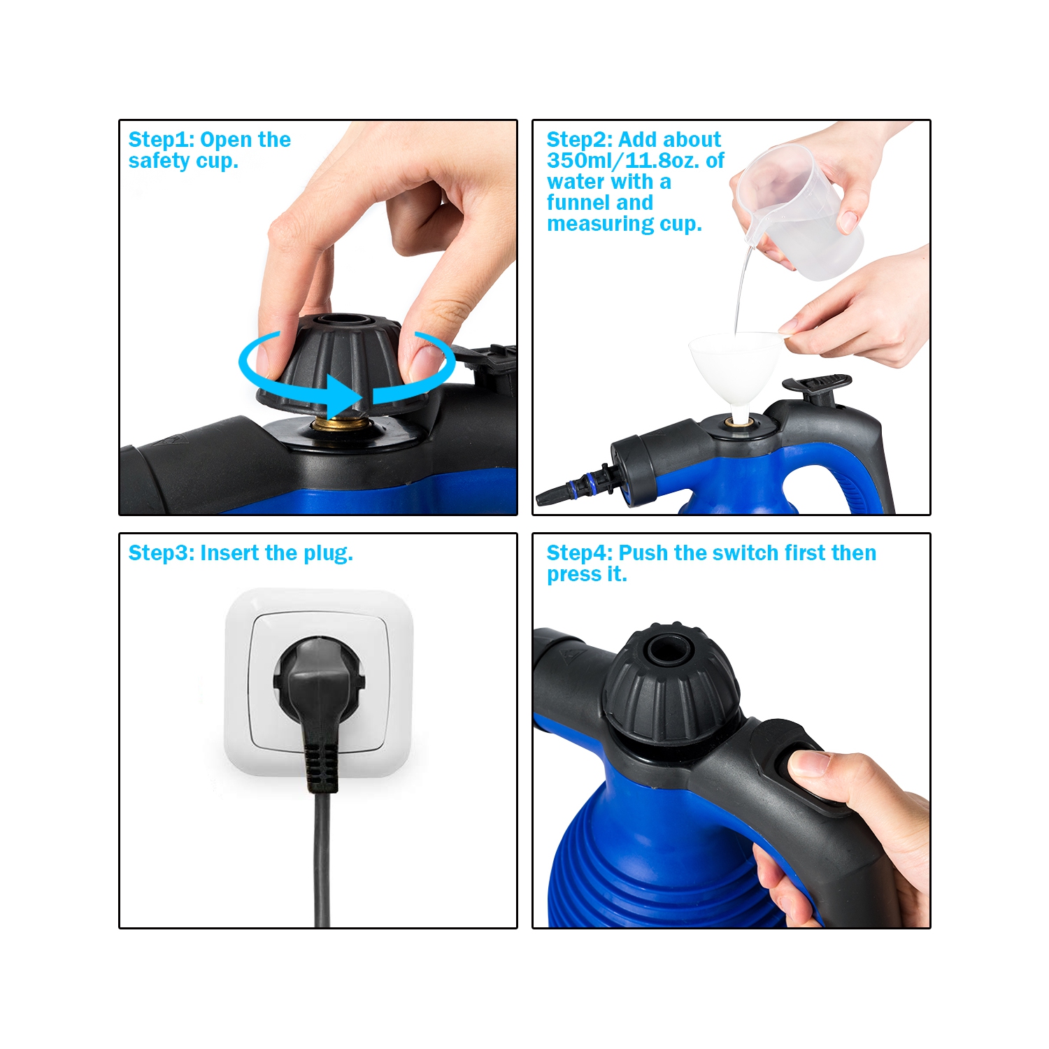 Costway Multifunction Portable Steamer Household Steam Cleaner 1050W W/Attachments Blue