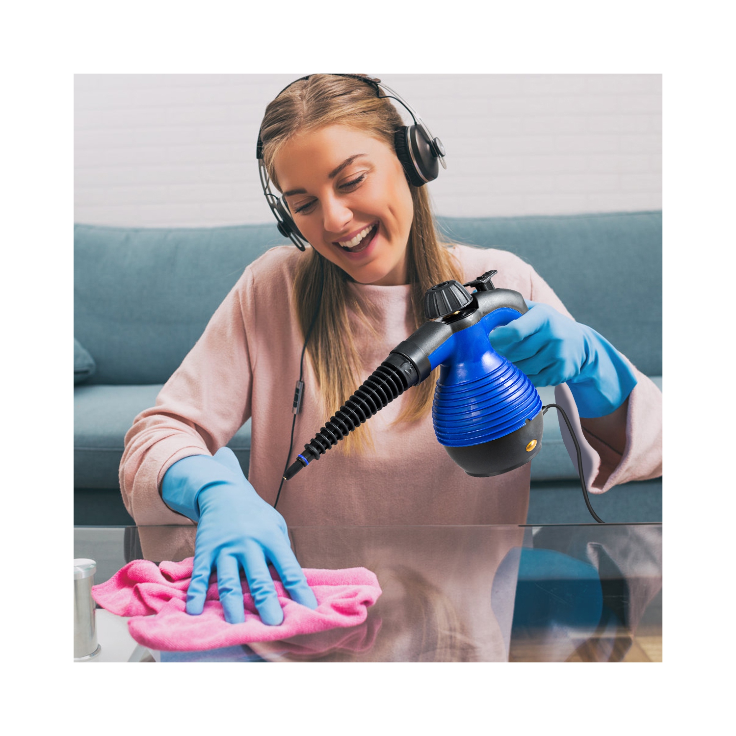 Costway Multifunction Portable Steamer Household Steam Cleaner 1050W W/Attachments Blue