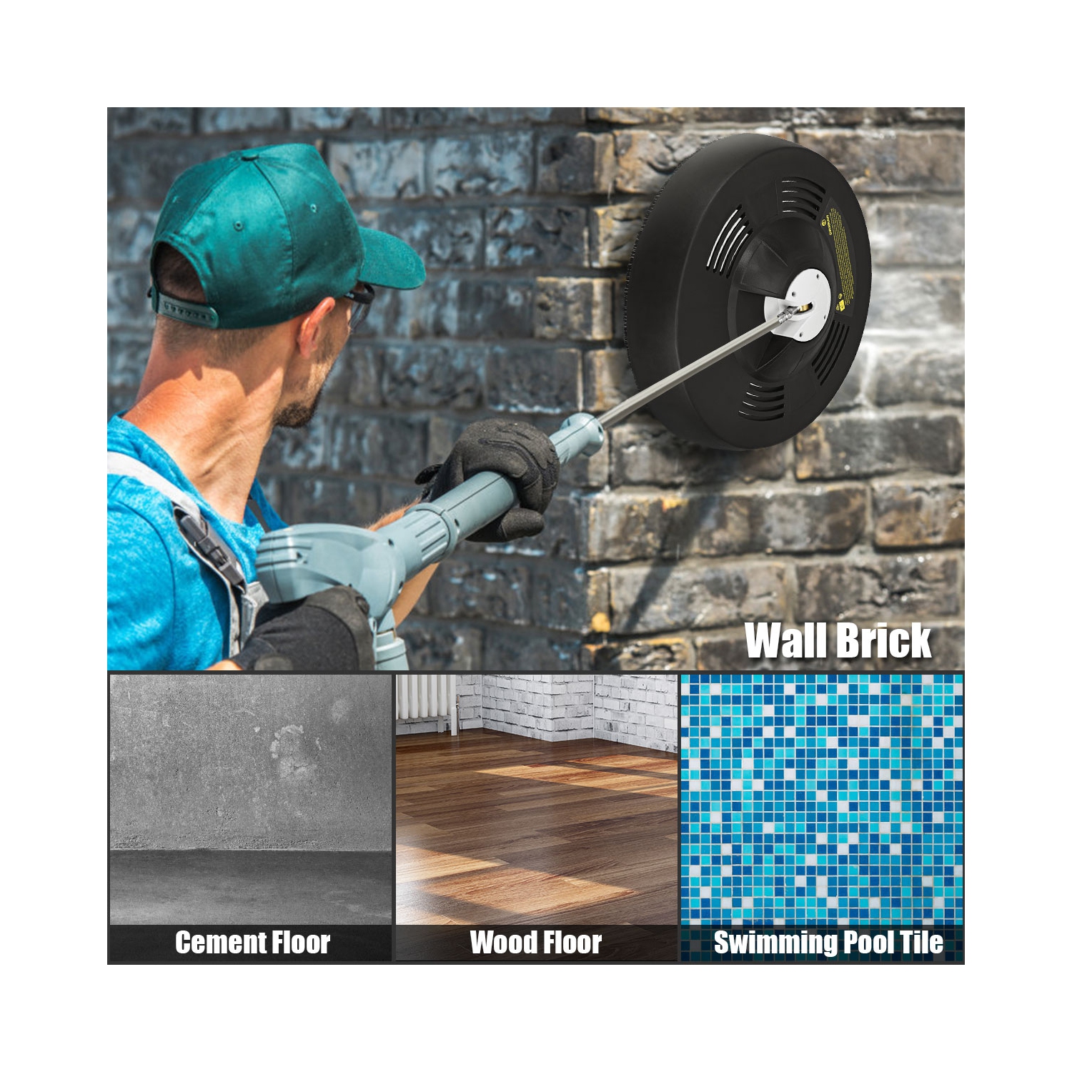 Costway 16-Inch Pressure Washer Surface Cleaner Attachment 3000 PSI