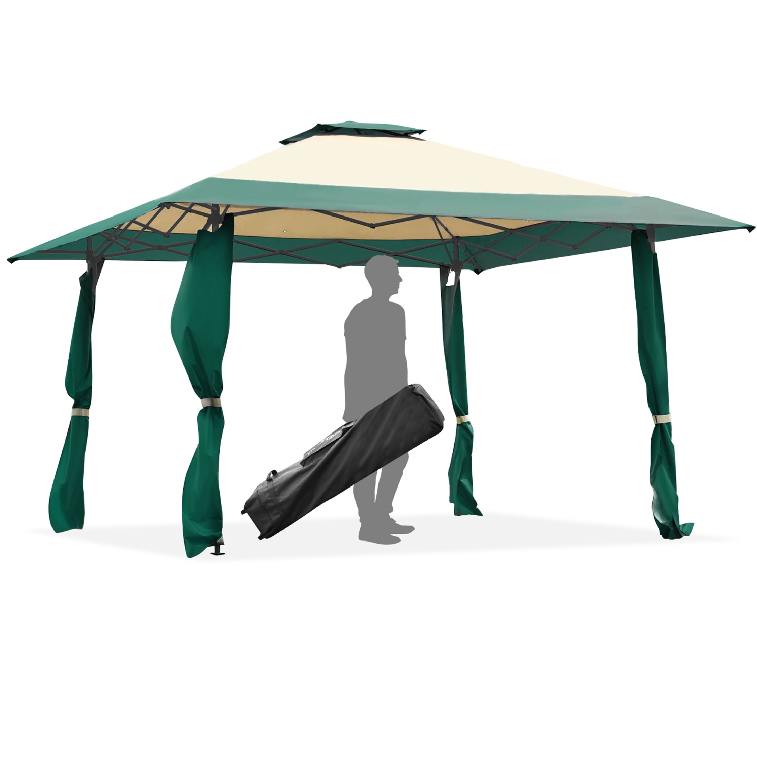 Costway 13'x13' Gazebo Canopy Shelter Awning Tent Patio Garden Green
