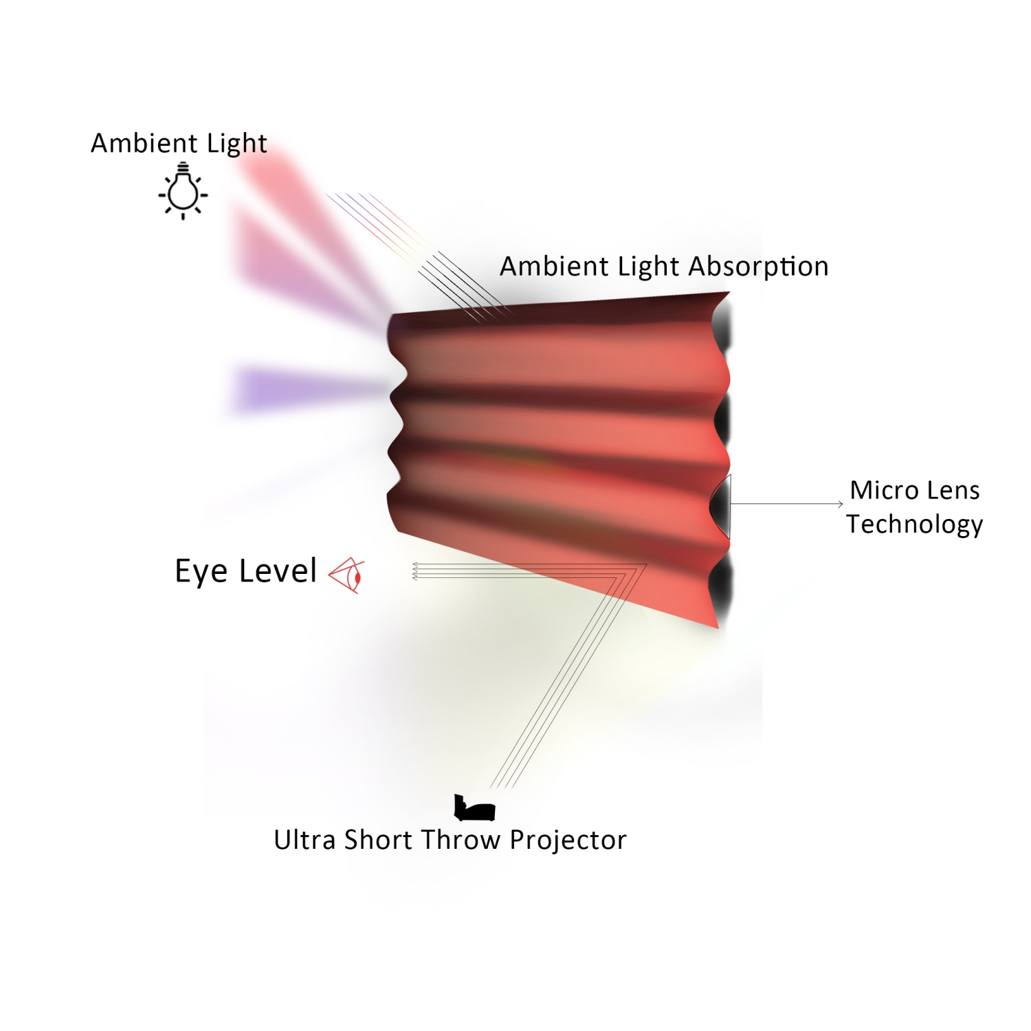 Écran de projection NanoEdge à très courte distance de 100 po Reference 8K ALR d’EluneVision