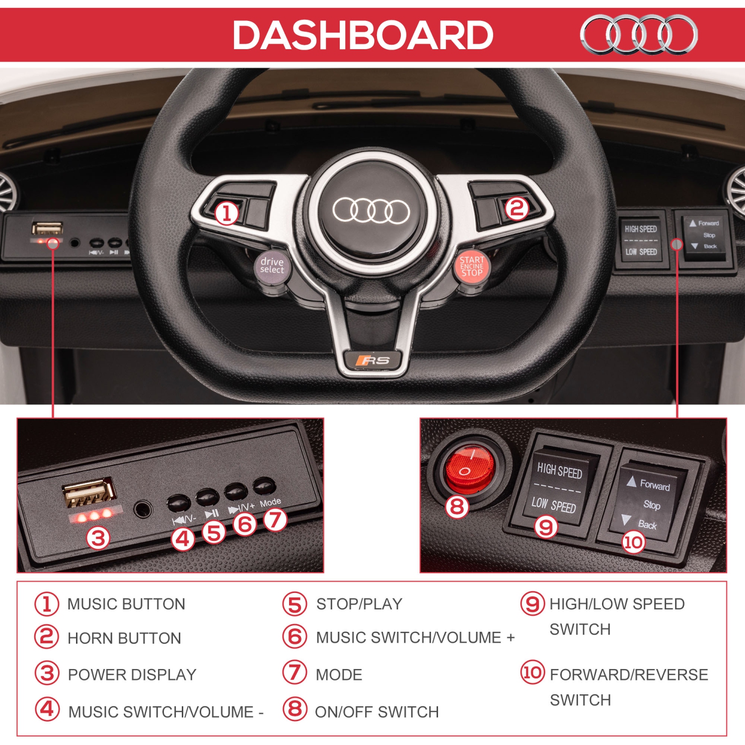 Le véhicule 6&nbsp;V à batterie pour enfants sous licence officielle d'Aosom est le cadeau idéal pour les enfants avec télécommande, roue de