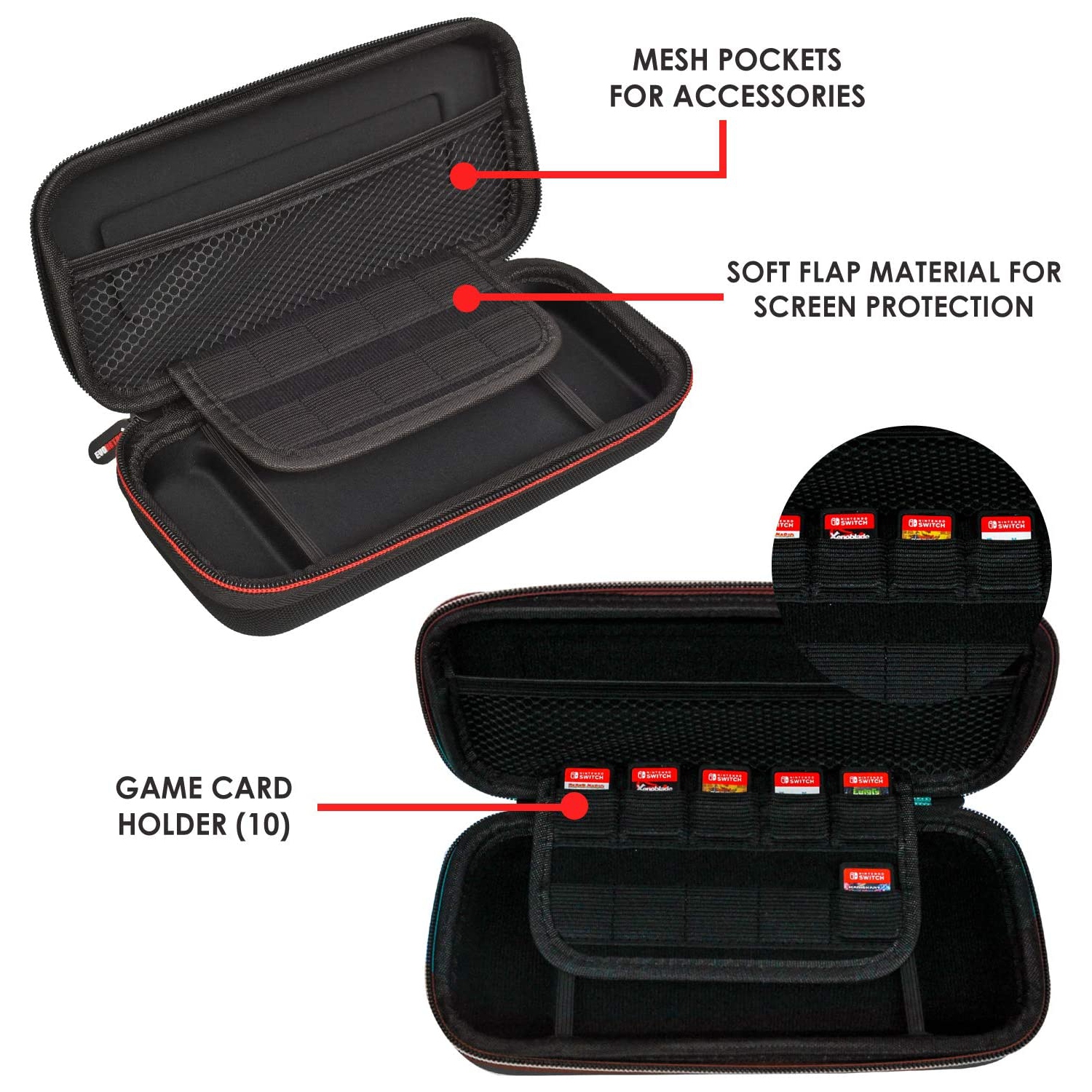 Kit de démarrage pour Nintendo Switch Lite avec protecteur d'écran en verre trempé, étui de transport, support pliable, et plus