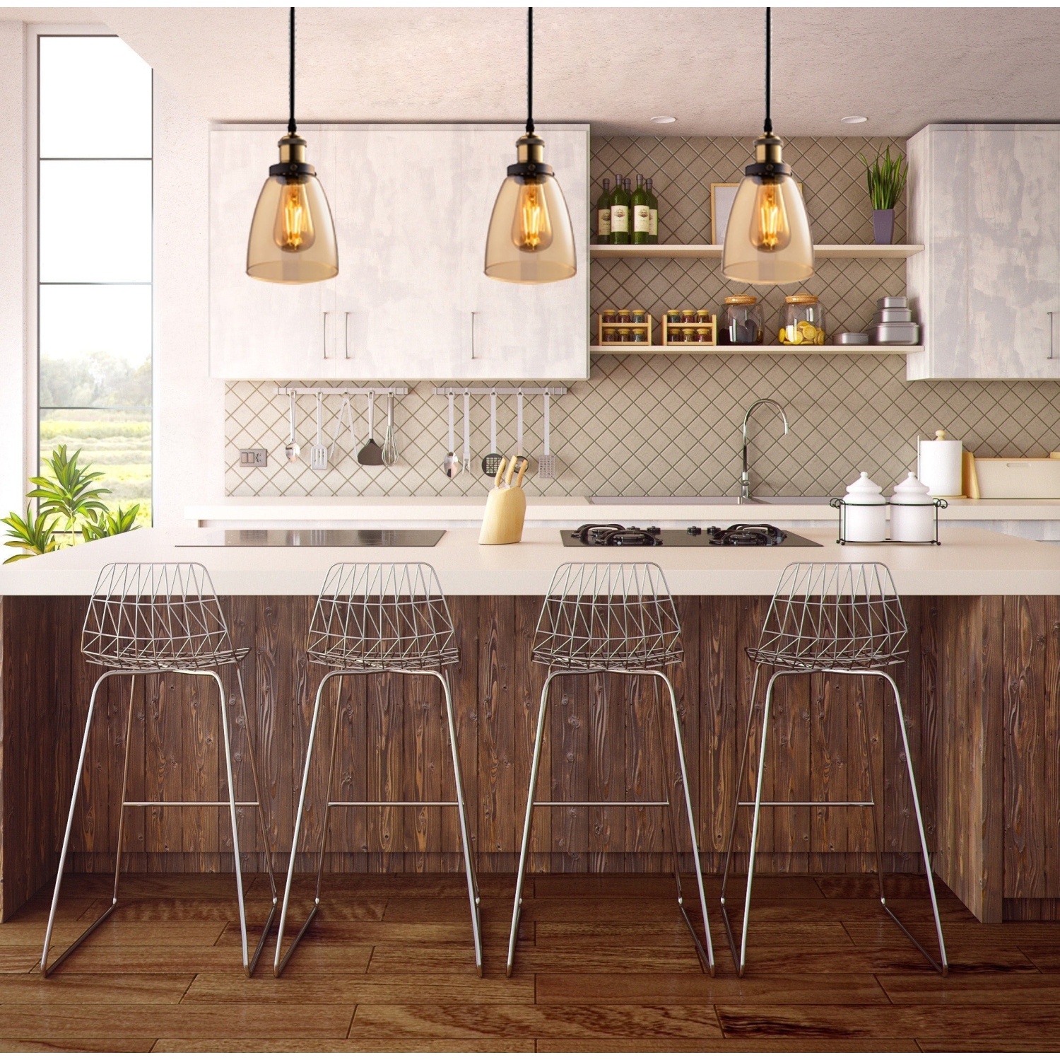 Xtricity - Amber Glass Pendant Light, LED Bulb Included, From the Old Fashioned Collection