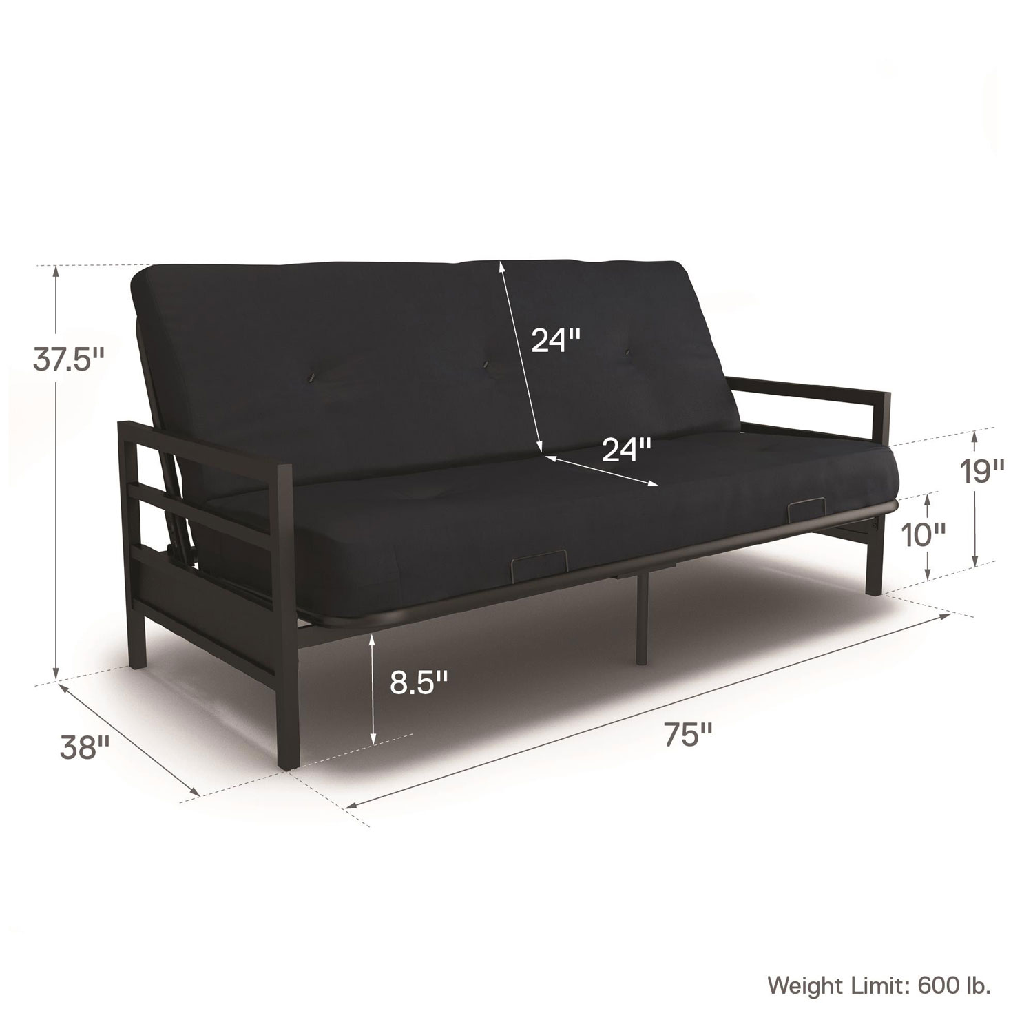 Futon contemporain Rio de DHP - Bleu