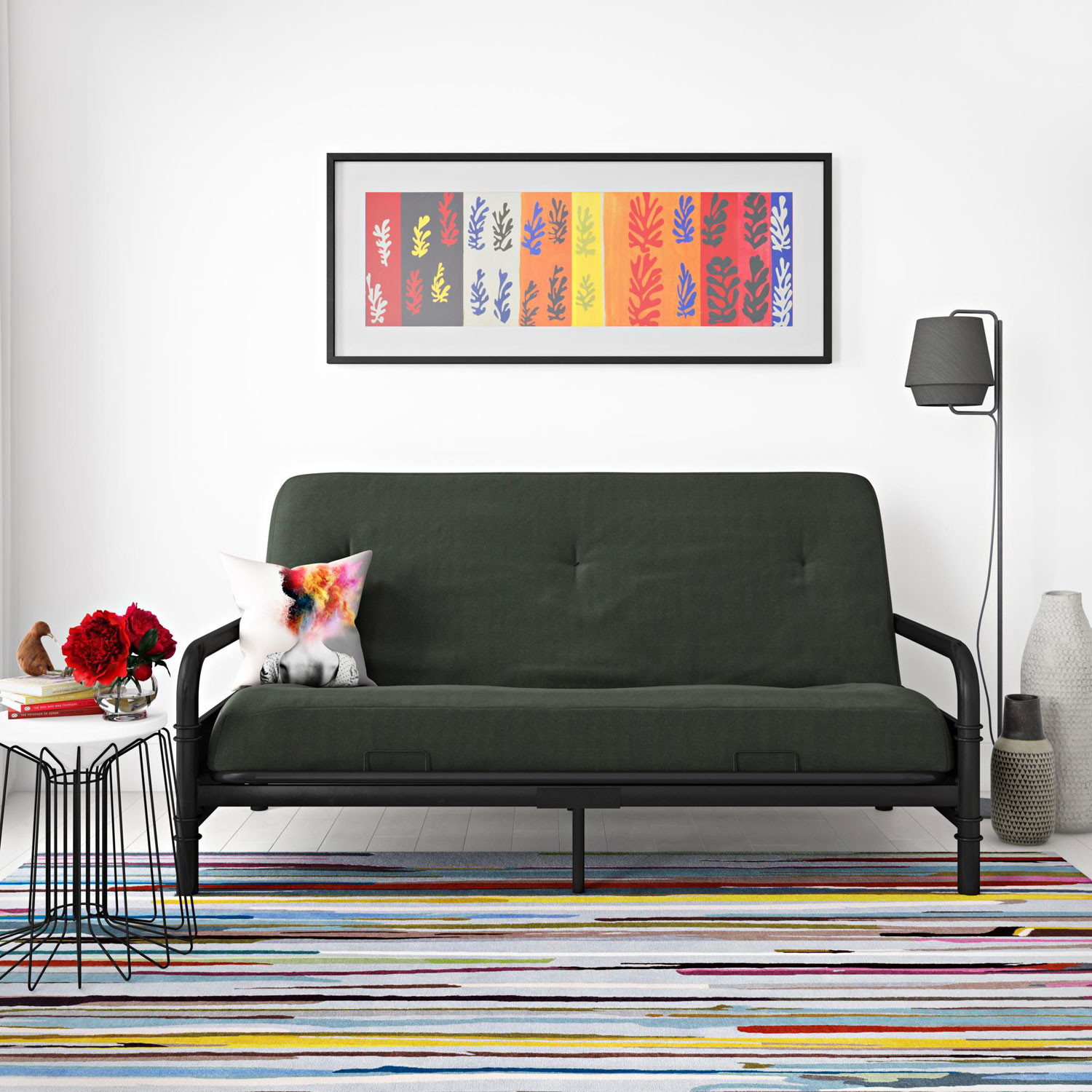 Futon en polyester contemporain Mali de DHP - Gris