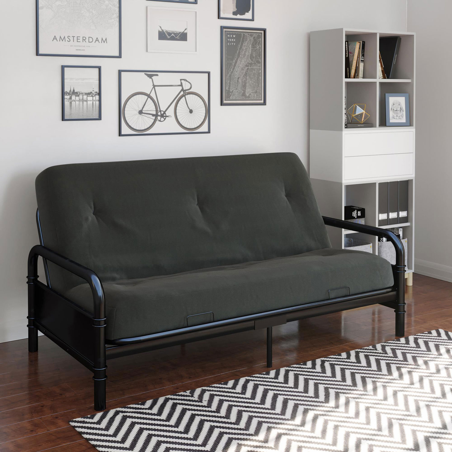 Futon en polyester contemporain Mali de DHP - Gris