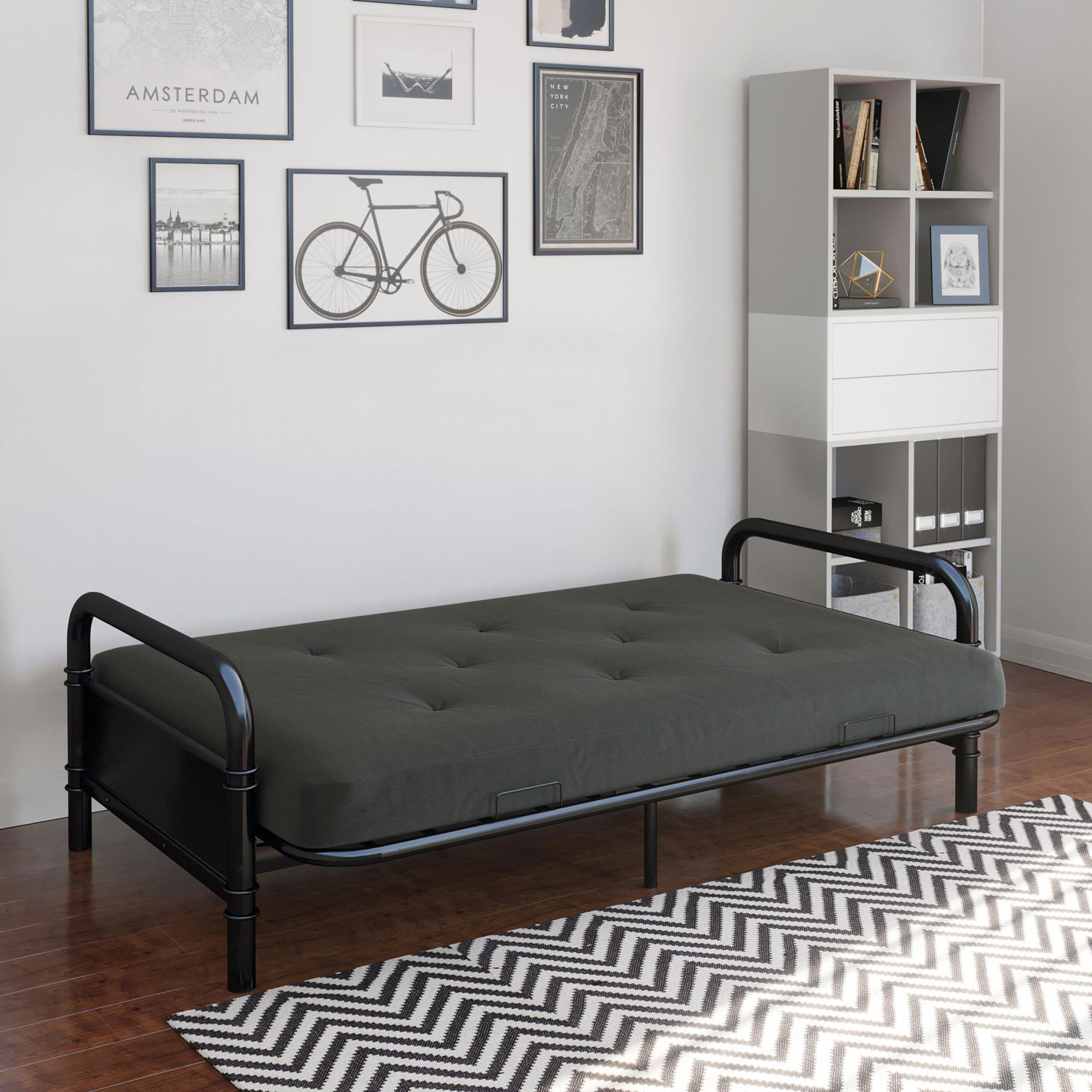 Futon en polyester contemporain Mali de DHP - Gris