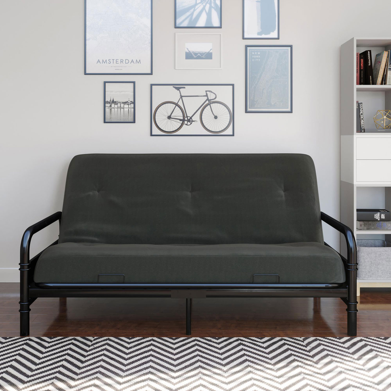 Futon en polyester contemporain Mali de DHP - Gris