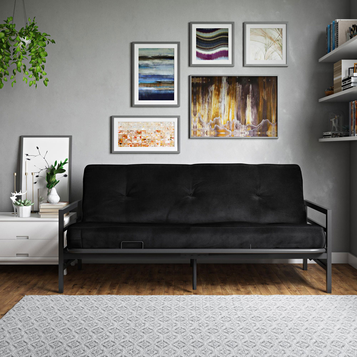 Futon en polyester contemporain Rio de DHP - Noir