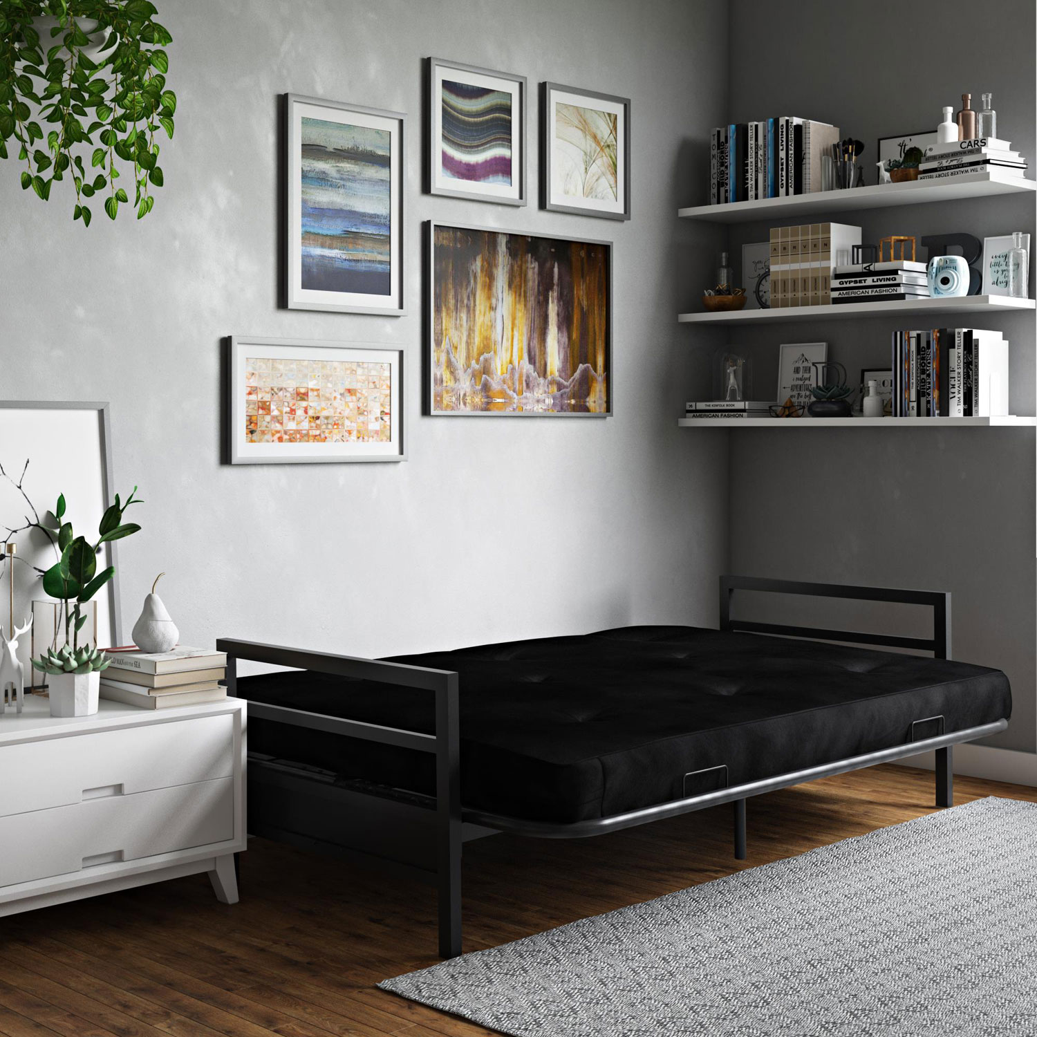 Futon en polyester contemporain Rio de DHP - Noir