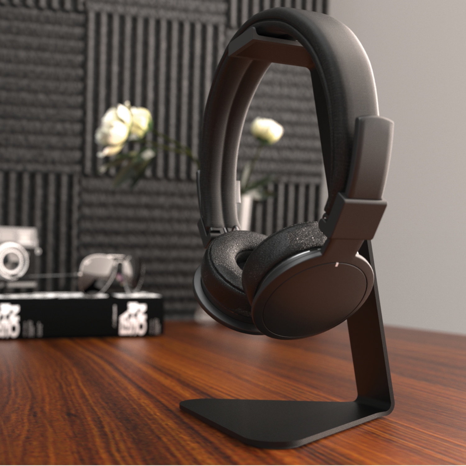 Kanto H1 Universal Headphone Stand with Silicone Padding, Black 