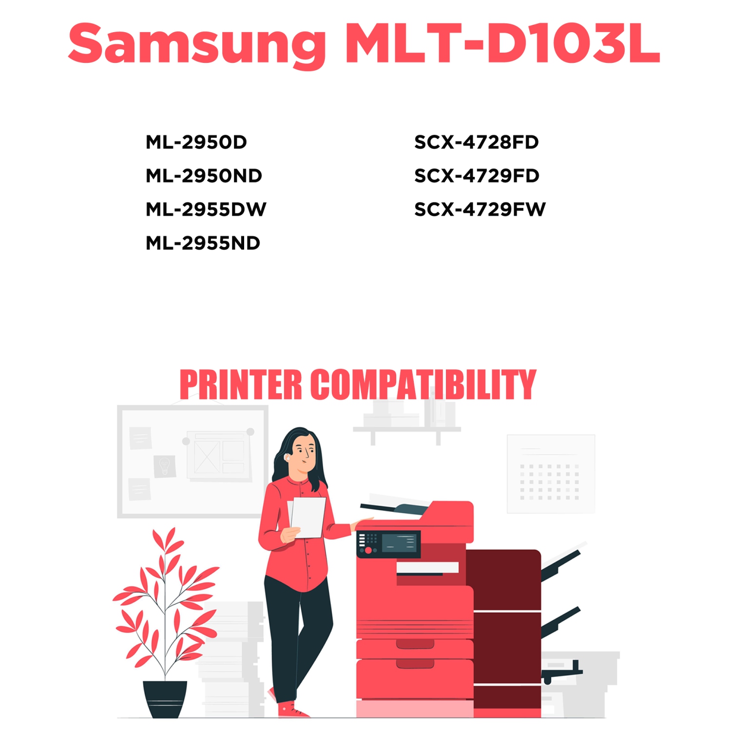 Printer Pro™ Samsung MLT-D103L Compatible Black Toner Cartridge-Samsung Printer ML-2950D/ML-2955/SCX-4729