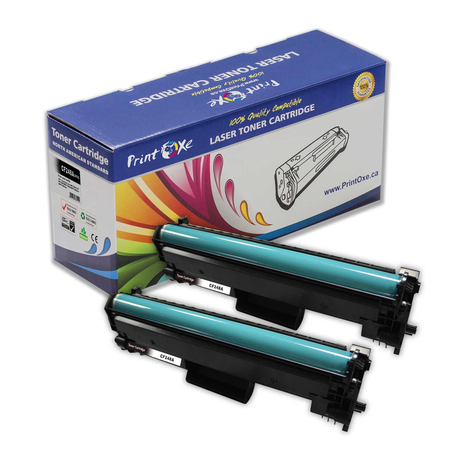 PRINTOXE® CF248A Compatible with HP - 2 Toner Cartridges 48A for LaserJet Pro M15 / M15A / M15W and MFP M28A / M28W Printers