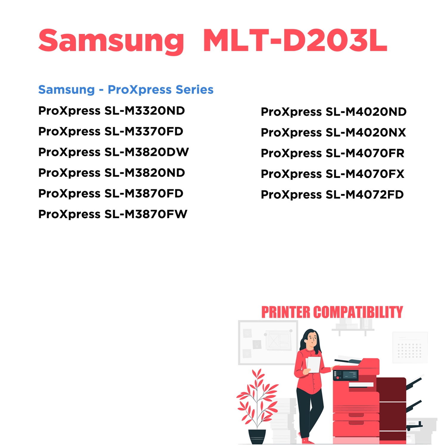 Printer Pro™ 2 Pack Samsung MLT-D203L Compatible Black Toner Cartridge-Samsung Printer M3320/3370