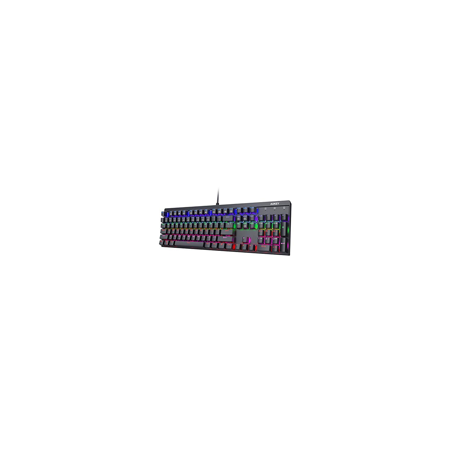 AUKEY Mechanical Keyboard, 104-Key LED-Backlit USB Wired Gaming Keyboard with Clicky Blue Switches, Water Resistant