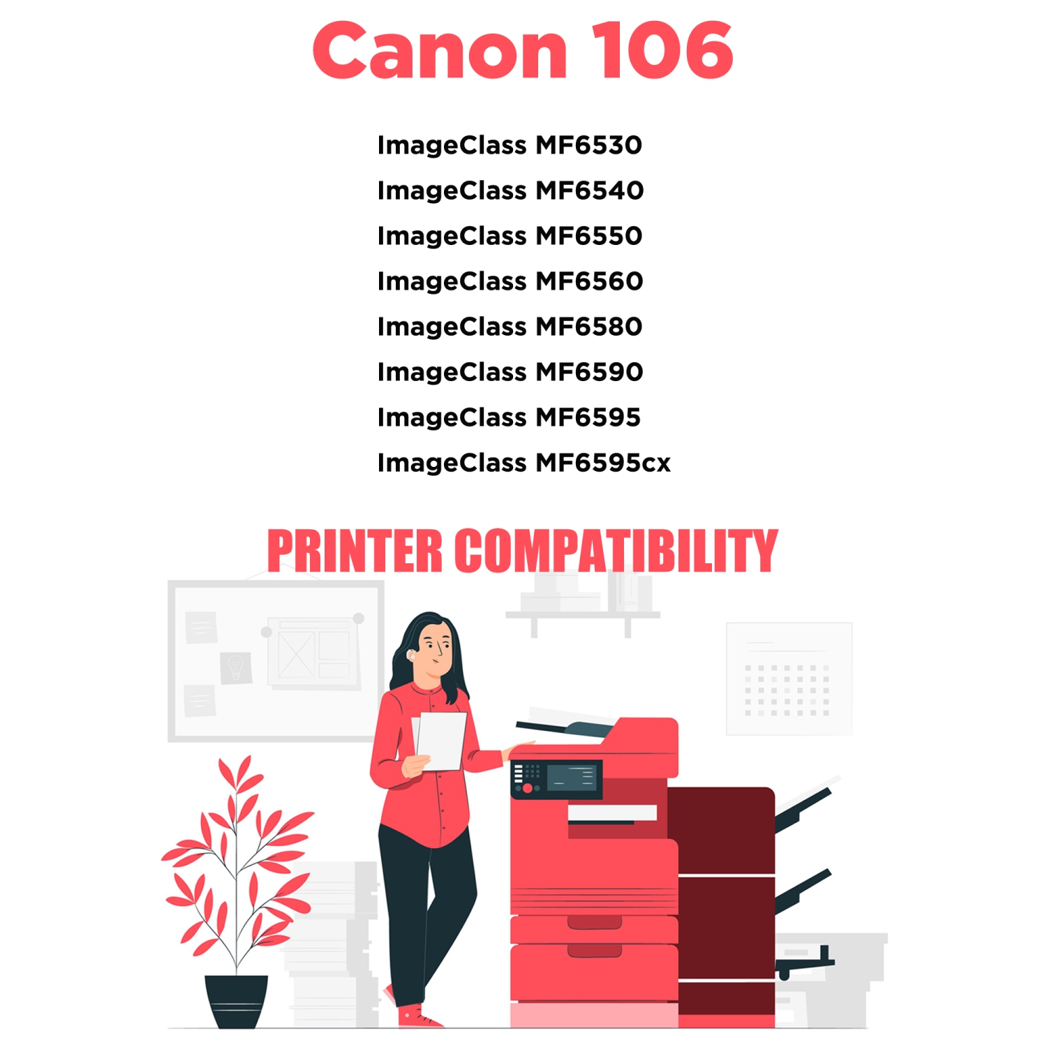 Printer Pro™ Canon 106/Canon-106 Compatible Black Toner Cartridge- Canon Printer MF6530/MF6560/MF6590