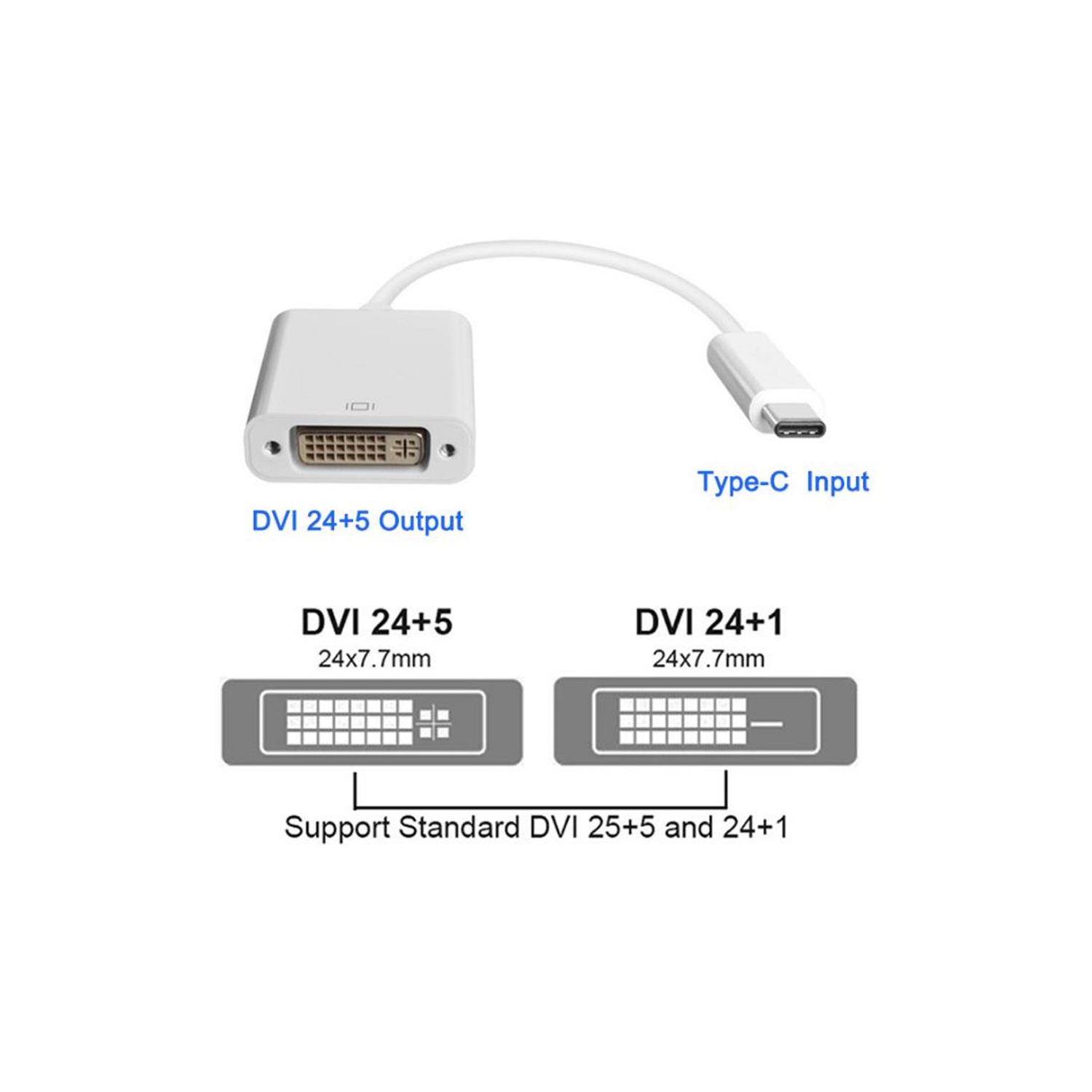 USB 3.1 USB-C Type C to DVI 1080P Video 4K HDTV Adapter Converter Cable for Macbook Notebook Tablet