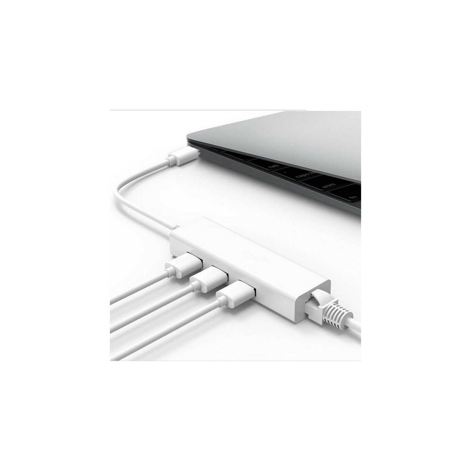 Concentrateur USB-C à 3 ports USB 3.1 avec câble adaptateur réseau Ethernet RJ45 pour MacBook PC
