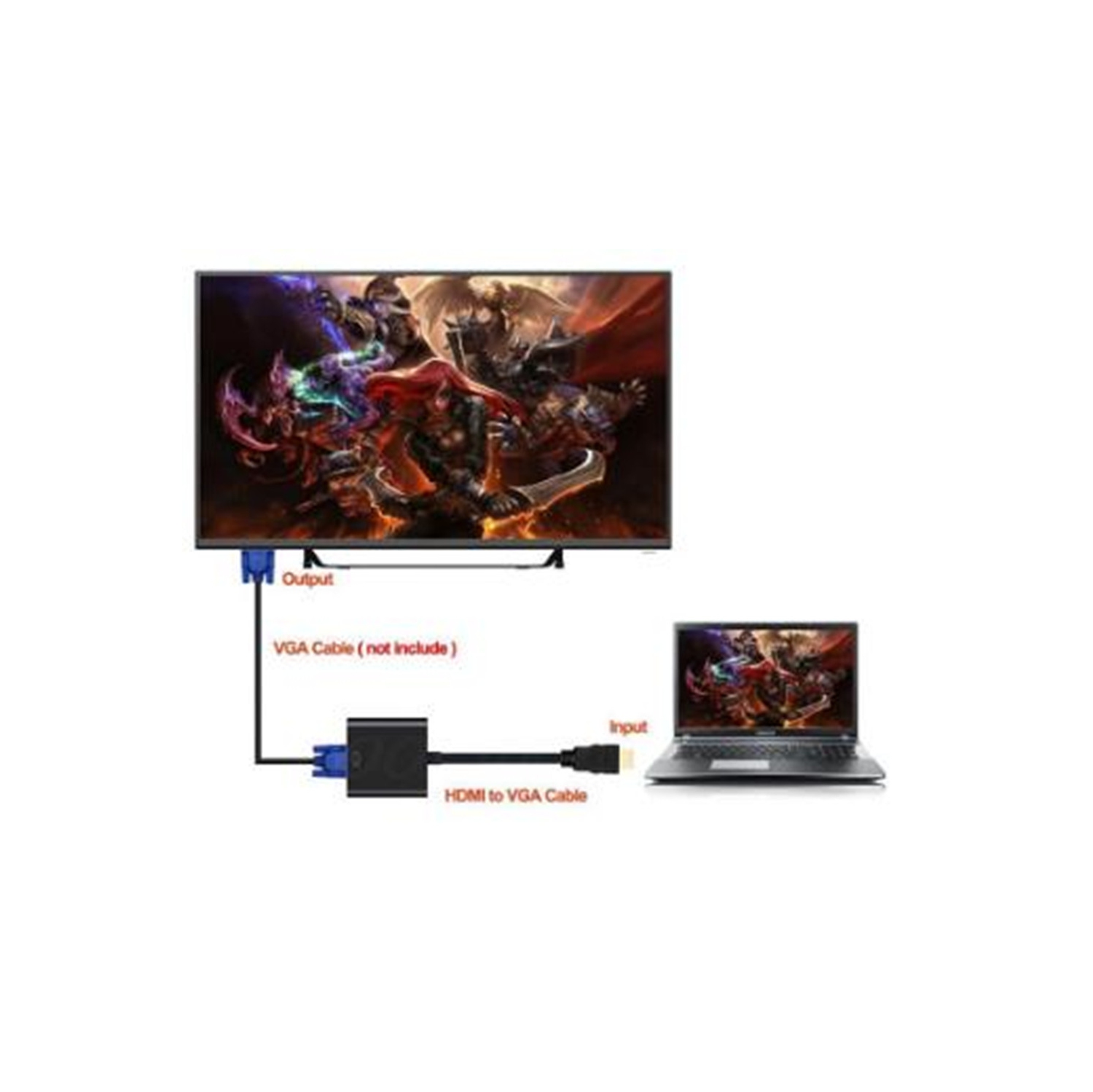 【CSmart】 HDMI Male to VGA Female 1080P Video Converter Adapter Cable for TV & Monitor