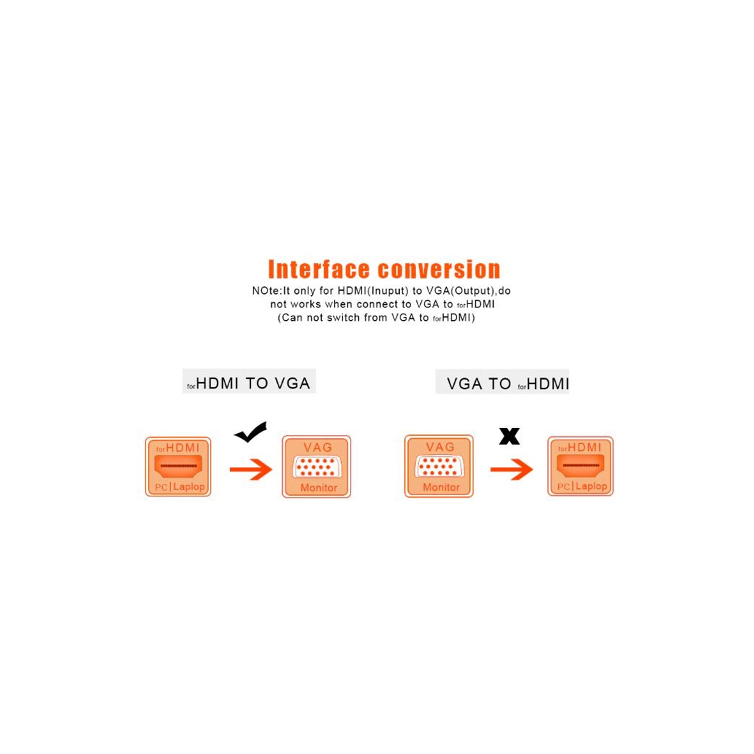 【CSmart】 HDMI Male to VGA Female 1080P Video Converter Adapter Cable for TV & Monitor