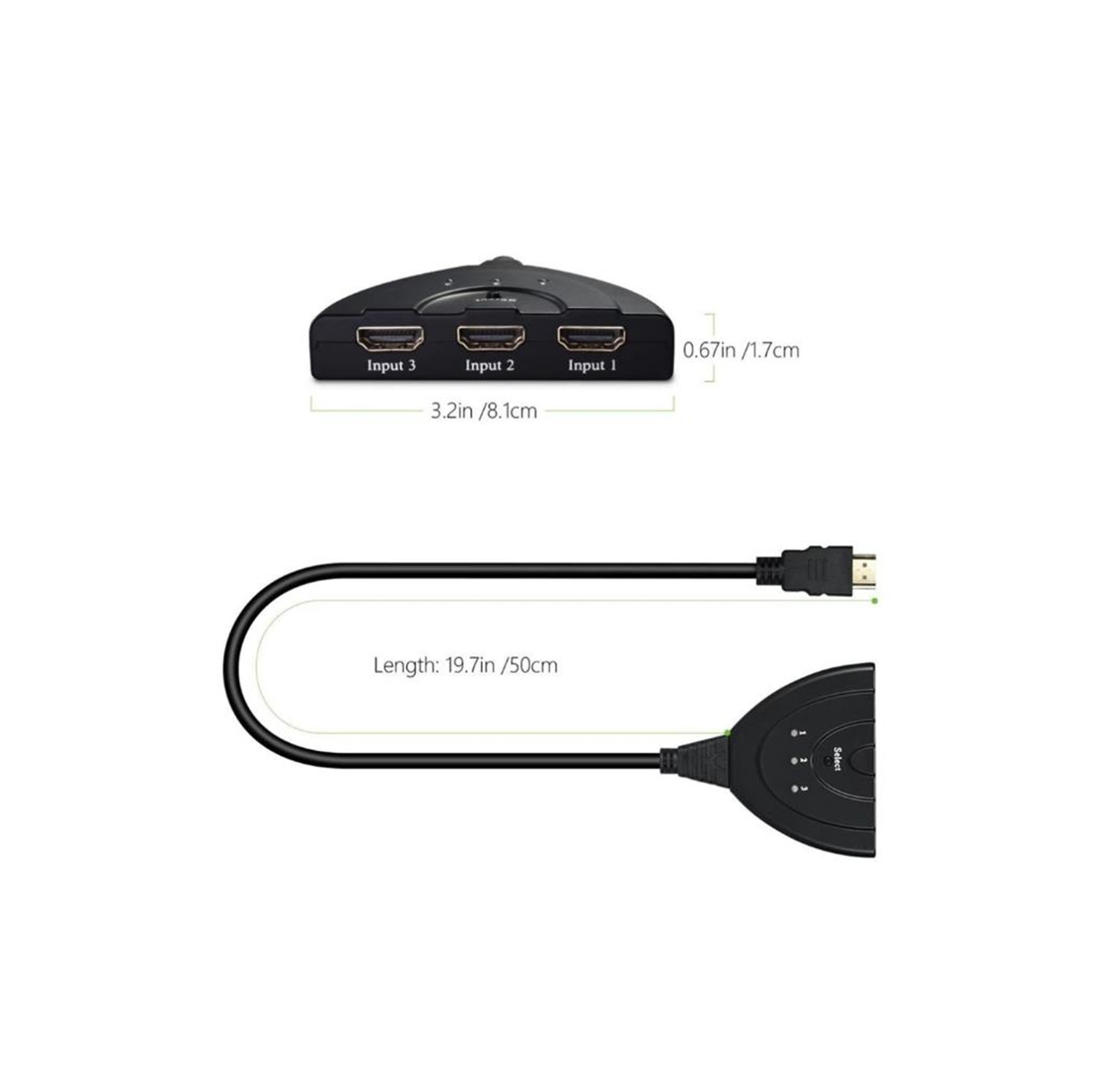 HDMI Male to 3 Ports HDMI Female 3 Input 1 Output Auto Switcher Splitter Converter Adapter Cable