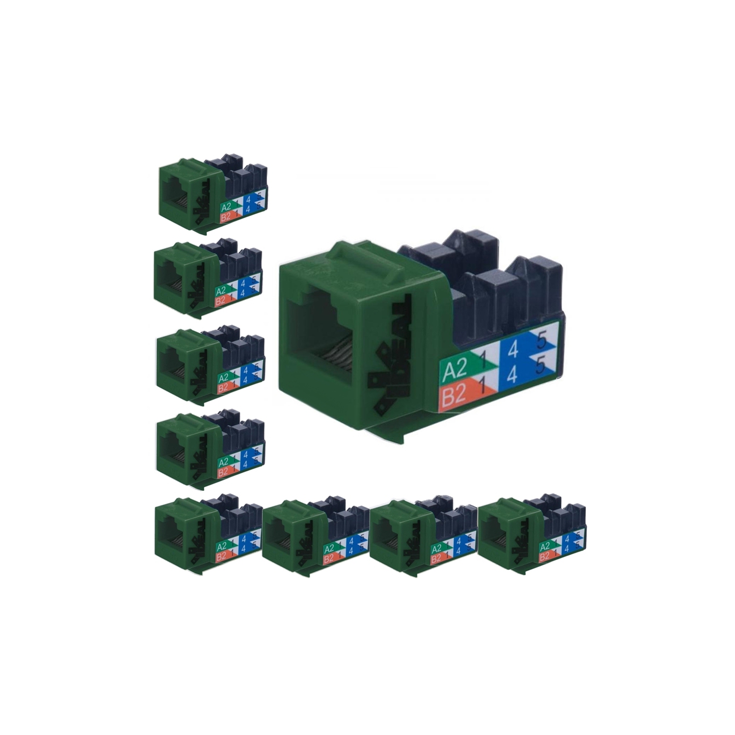 Ideal Industries Cat5e RJ45 110 Type 90 T568A/B Green Pack of 10