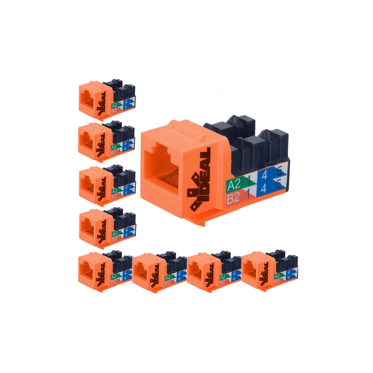 Ideal Industries Cat6 Keystone Jack Orange Pack of 10