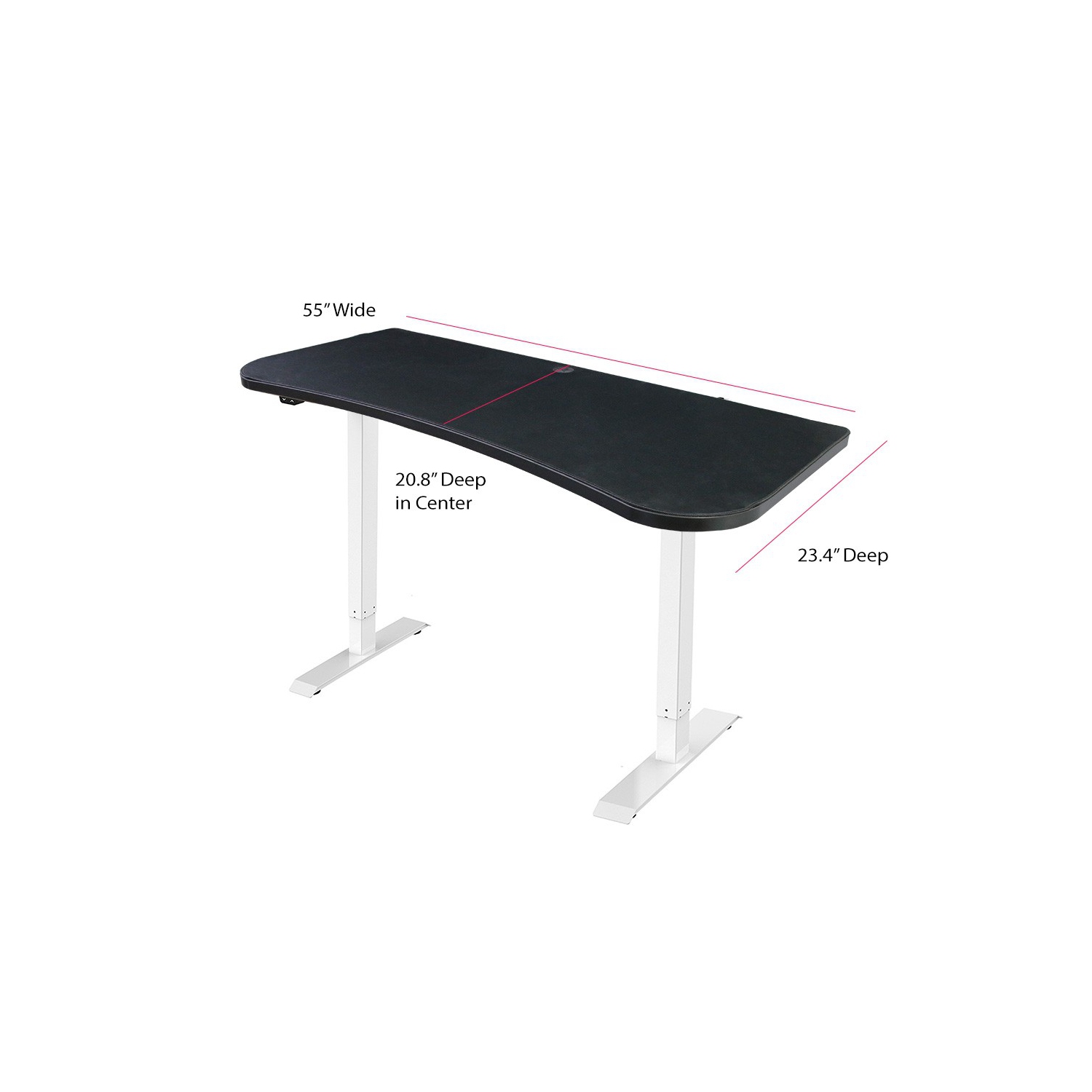 Bureau de jeu/PC motorisé à hauteur réglable de 55 po FS-M55-WH de Boost Industries avec tapis de jeu pleine surface