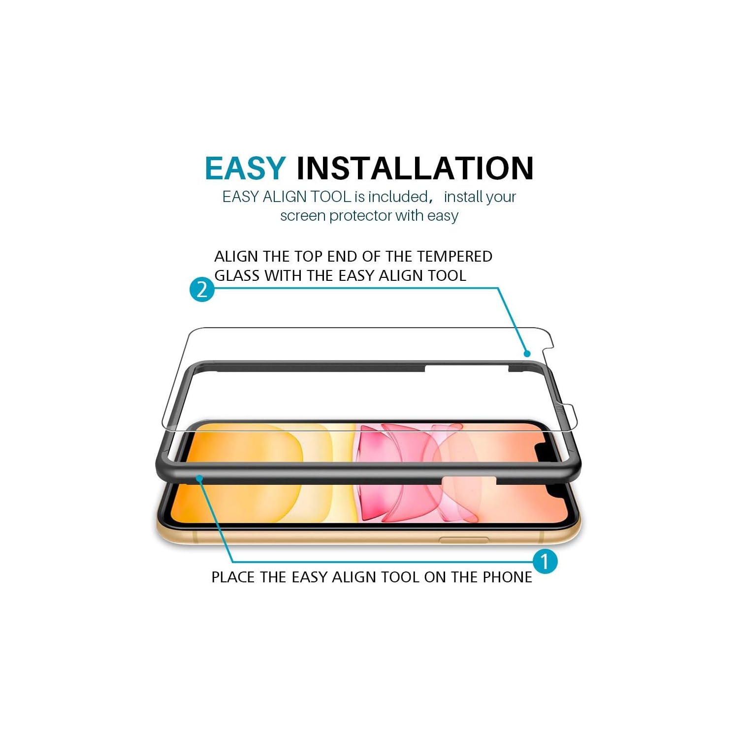 [4 Pack] LK 4 Pack Screen Protector for iPhone 11 and iPhone XR 6.1 inch, Tempered Glass Case Friendly, Alignment Frame Easy Installation - 3D Touch