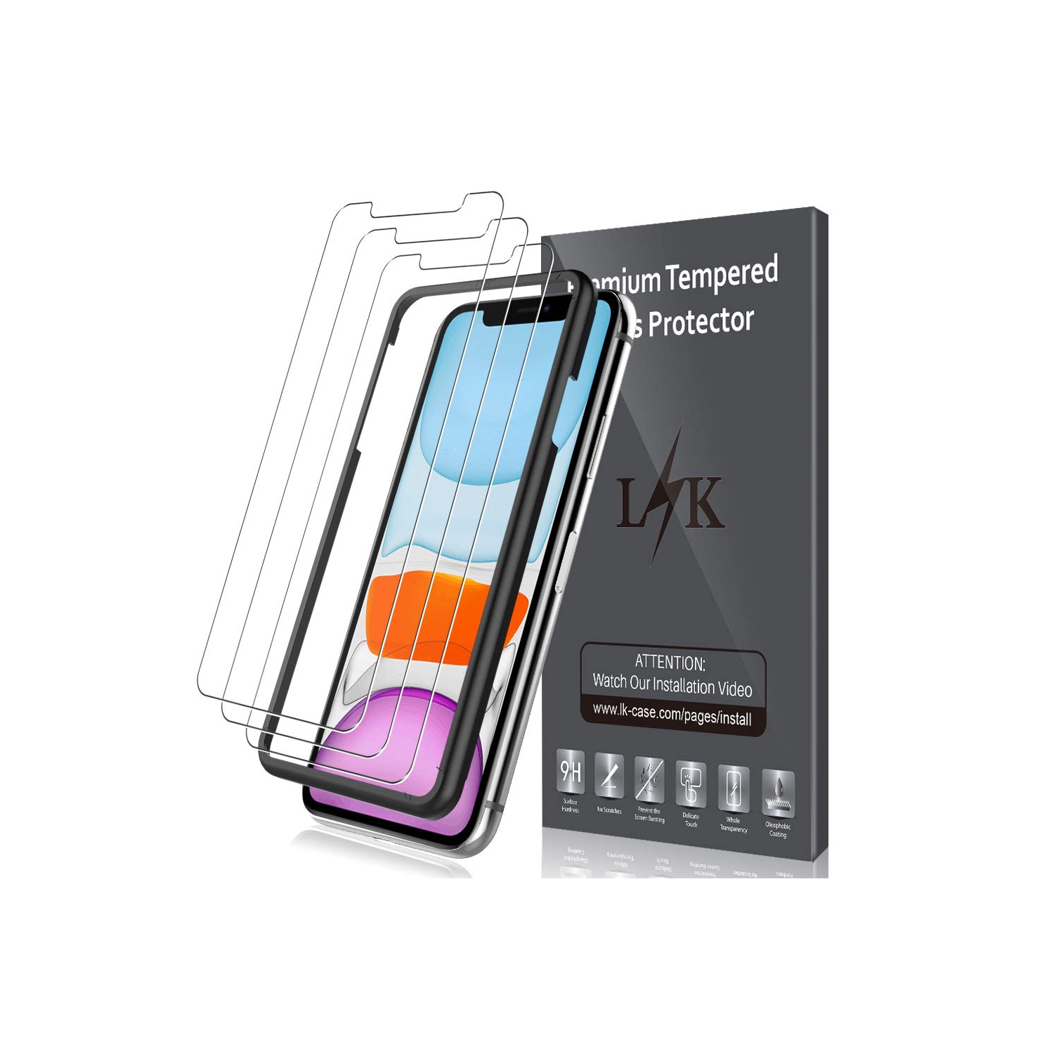 [3 Pack] Protecteur d’écran pour iPhone 11 et iPhone XR [verre trempé][compatible avec l’étui] DoubleDefense