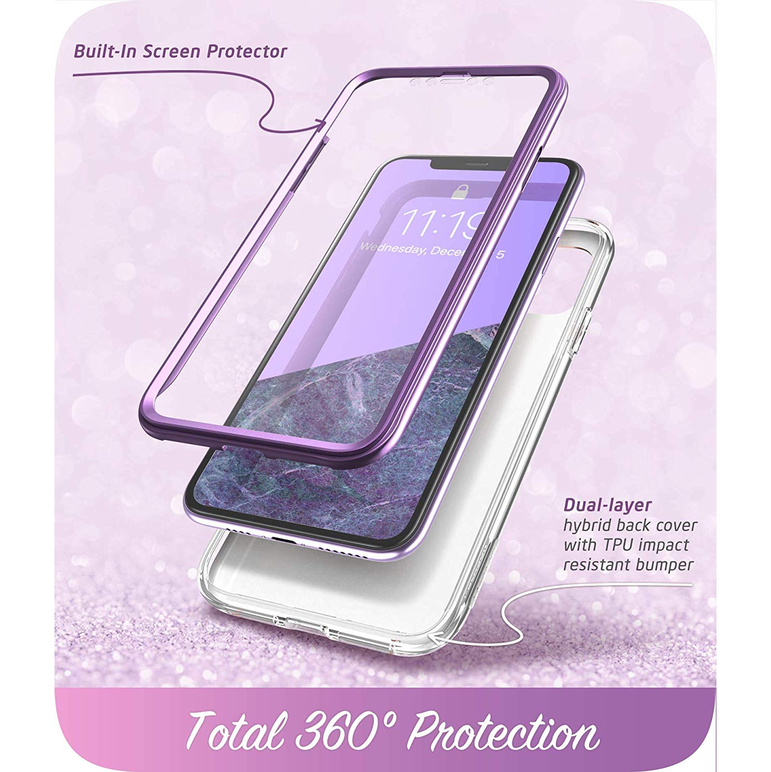 iPhone 11, Slim Full-Body Stylish Protective Case with Built-in Screen Protector