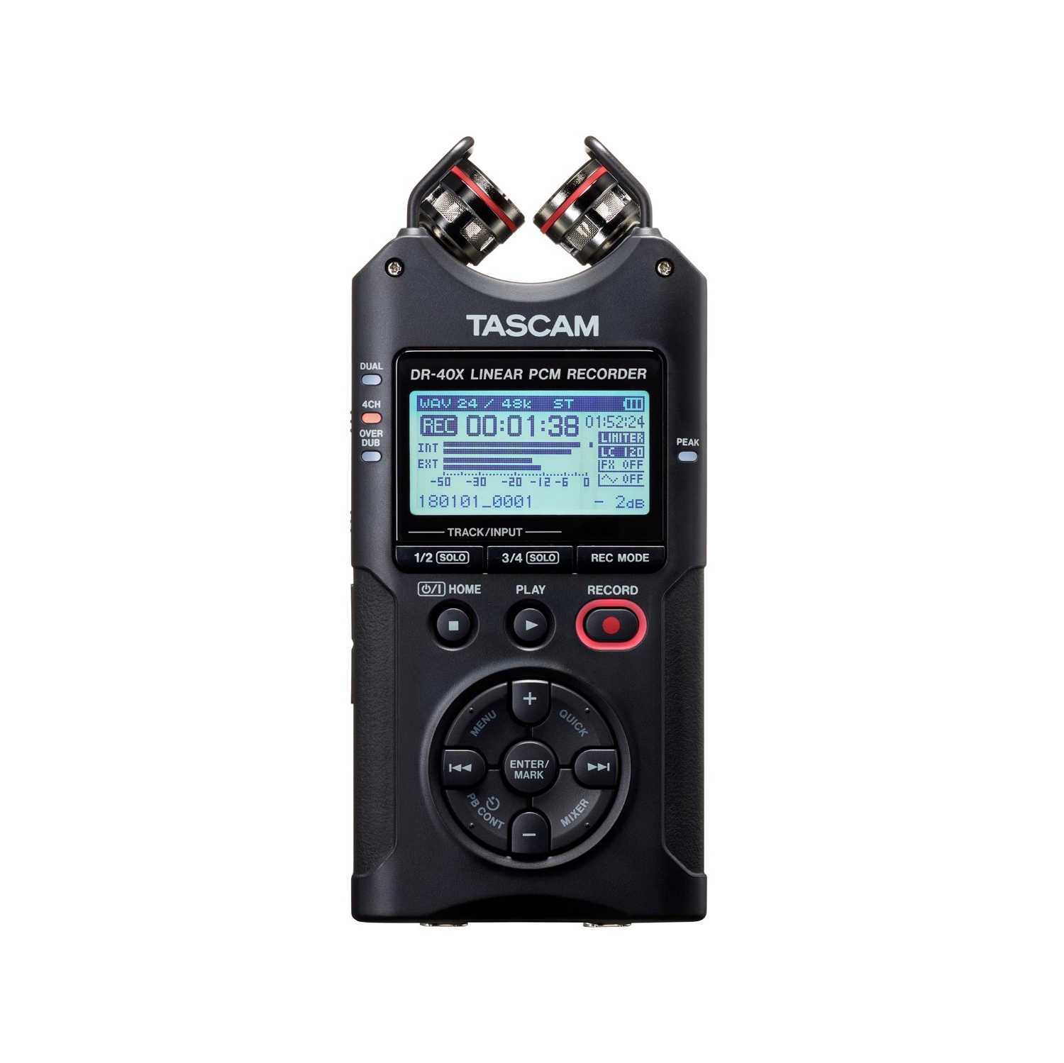 Enregistreur audio numérique 4 pistes et interface audio USB avec alimentation 48&nbsp;V de TASCAM DR-40X